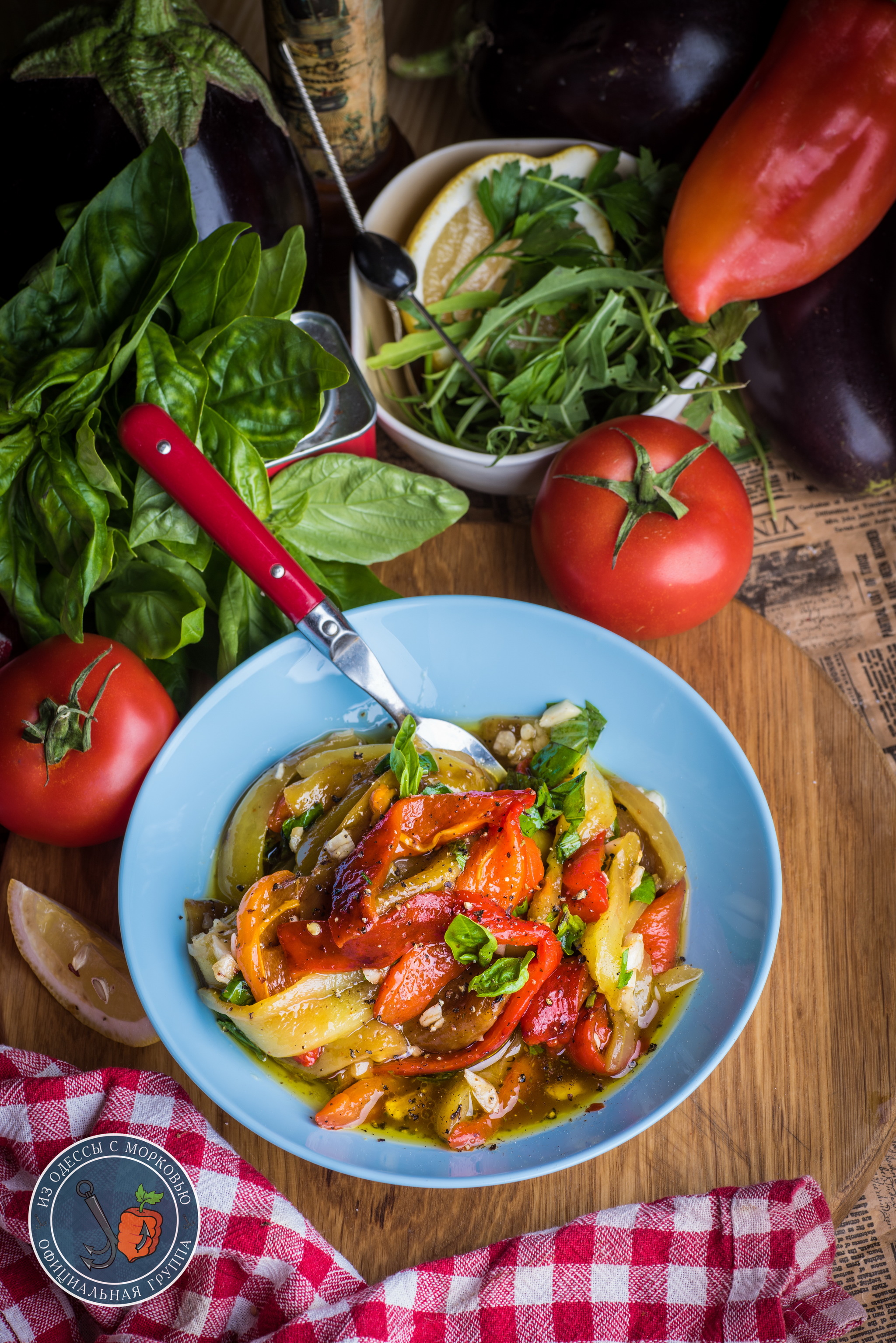 Summer salad of roasted peppers. The Soprano Family Cookbook. Mafia kitchen - My, From Odessa with carrots, Cooking, Food, Recipe, The photo, Longpost, Vegetables