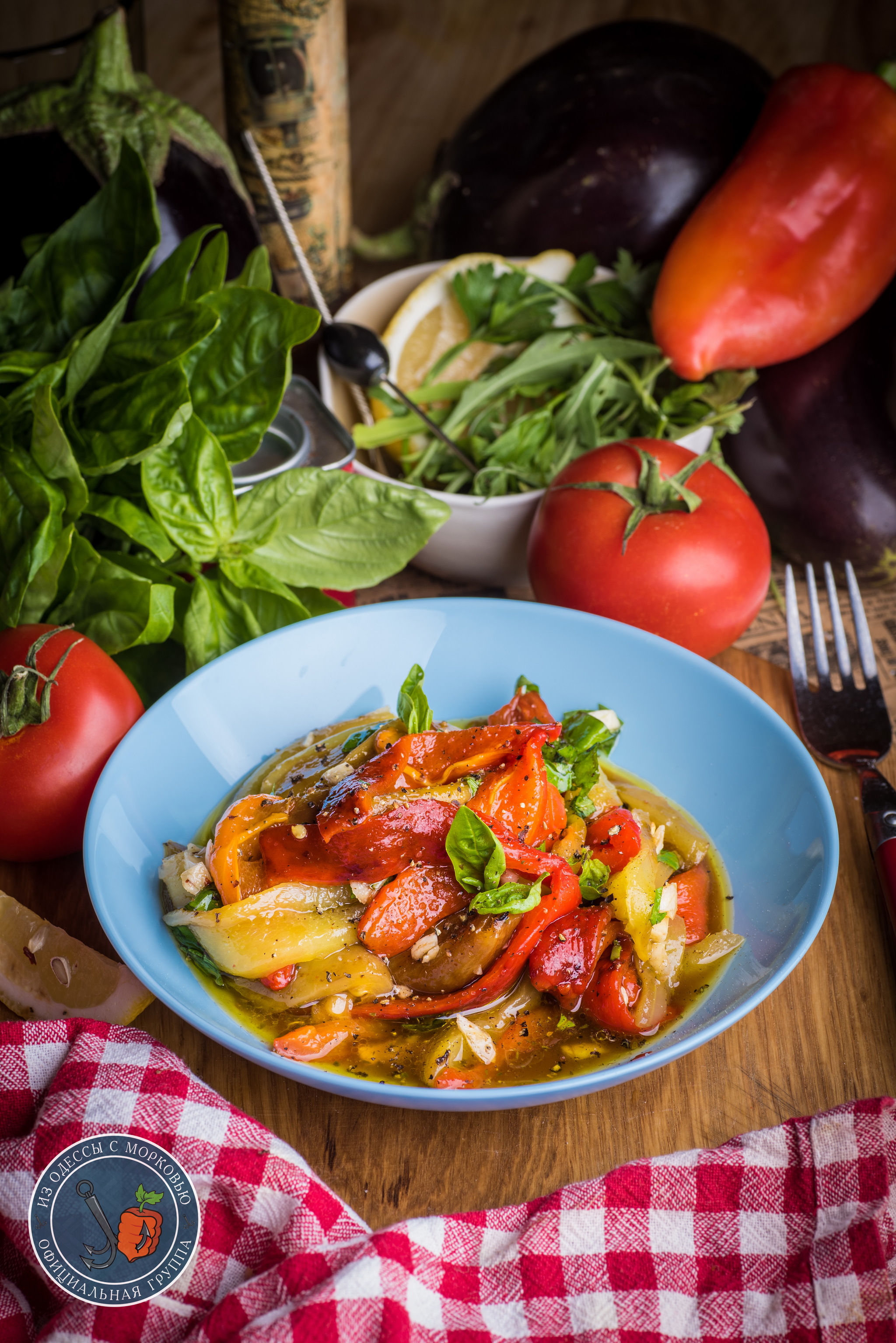 Summer salad of roasted peppers. The Soprano Family Cookbook. Mafia kitchen - My, From Odessa with carrots, Cooking, Food, Recipe, The photo, Longpost, Vegetables