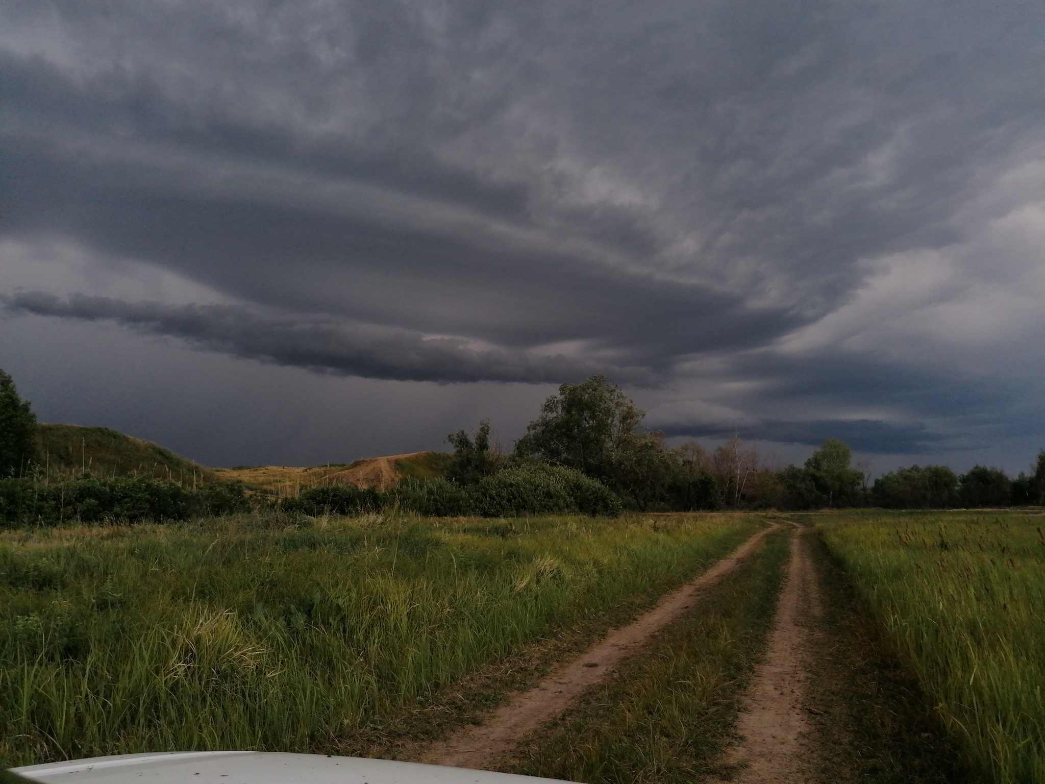 Перед грозой - Моё, Природа, Облака, Фотография, Гроза, Дождь, Длиннопост, Омск, Дорога