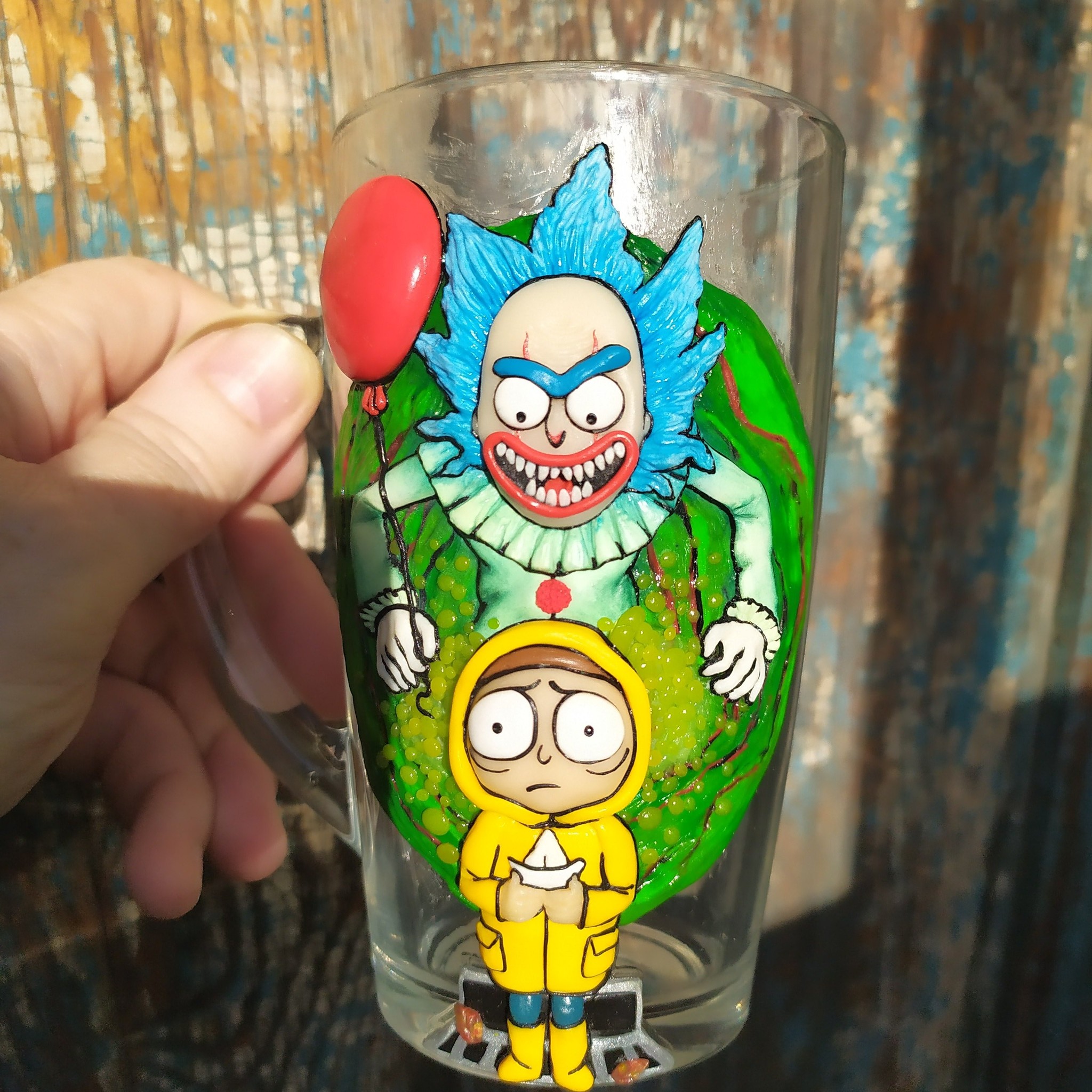 Rick, Morty and It - My, Rick and Morty, It, Кружки, Needlework without process, Polymer clay, Handmade, With your own hands, Longpost