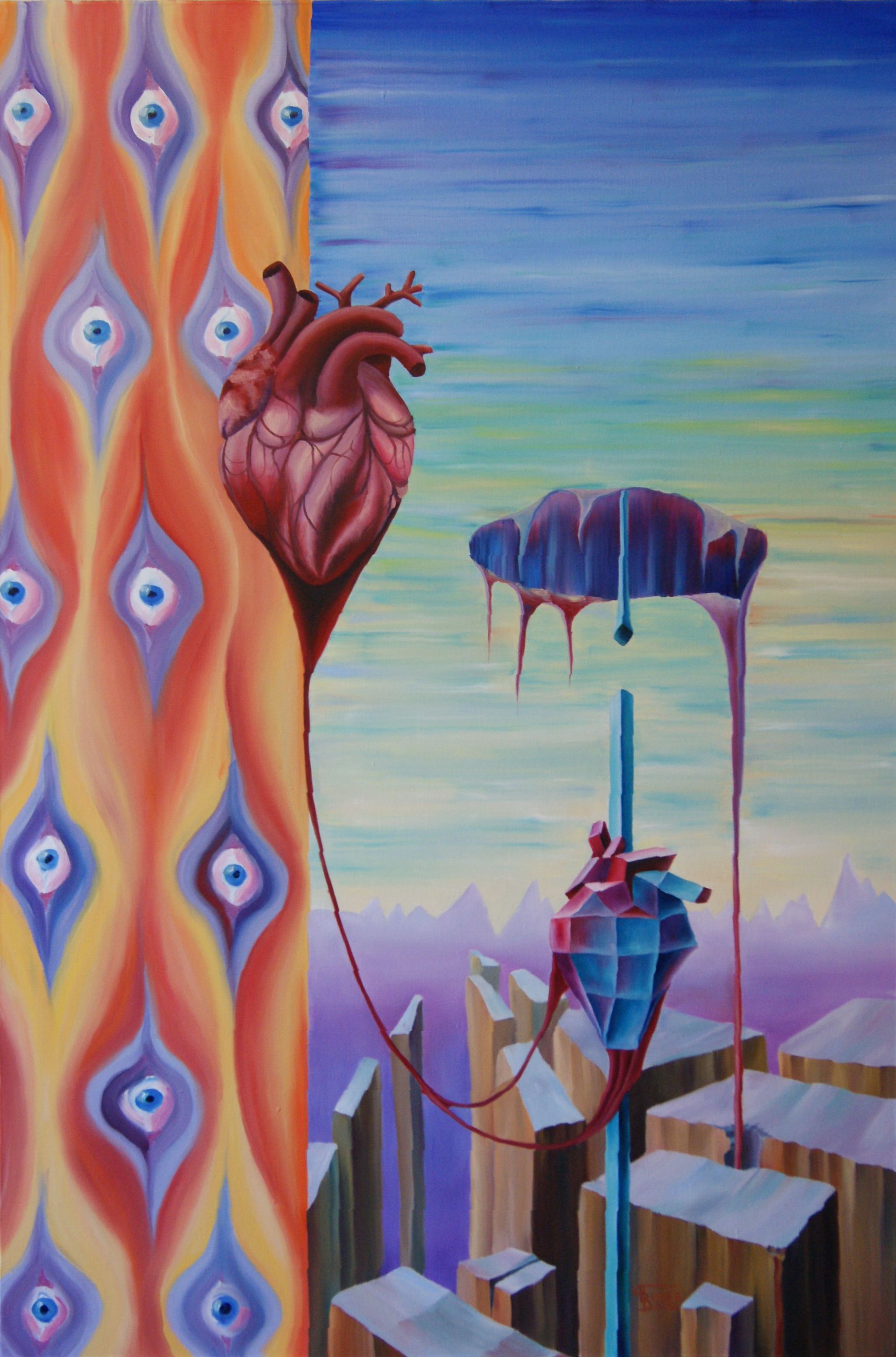 Hearts - My, Oil painting, Surrealism, Modern Art