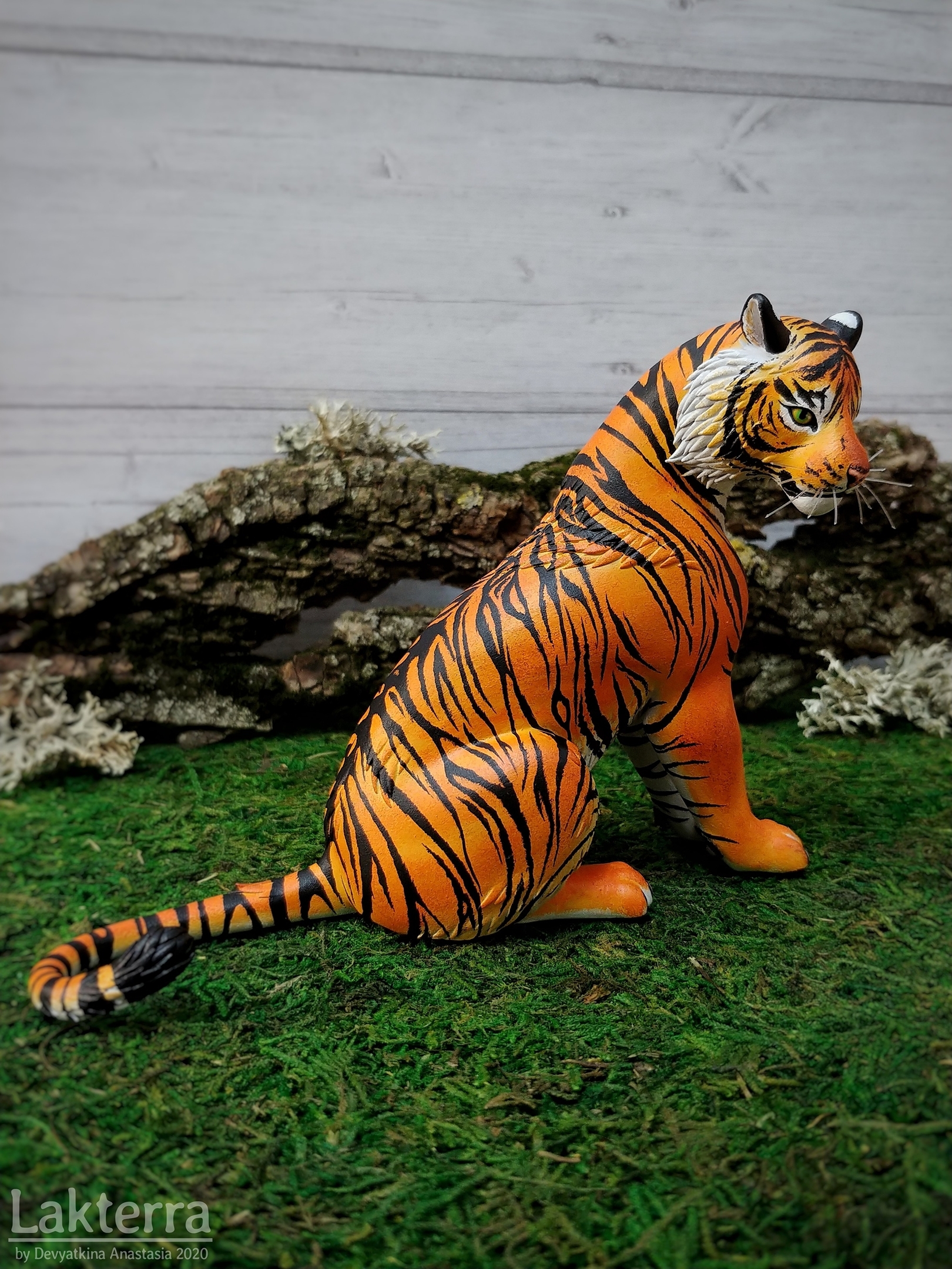 Tigress (named Sota) - My, Longpost, Handmade, Needlework with process, Velvet plastic, With your own hands, Big cats, Tiger