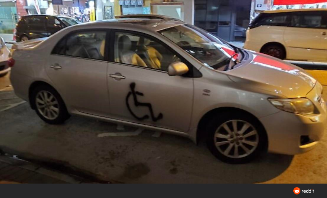 Because it sucks - Reddit, Disabled person, Parking, Violation of traffic rules, Punishment, Humor, Graffiti, Disabled carriage, Places for the disabled