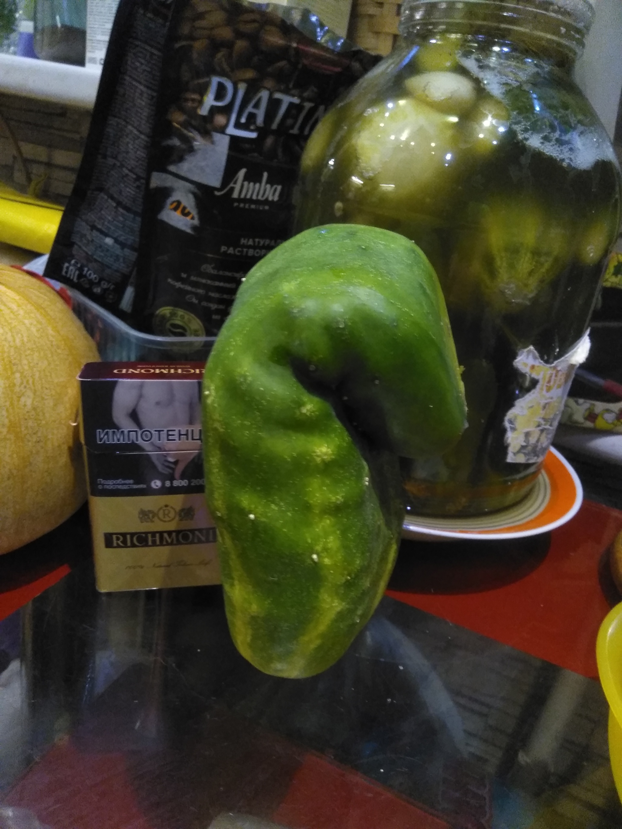 Alien cucumber!!! - My, Humor, Garden, Harvest, Cucumbers, Longpost