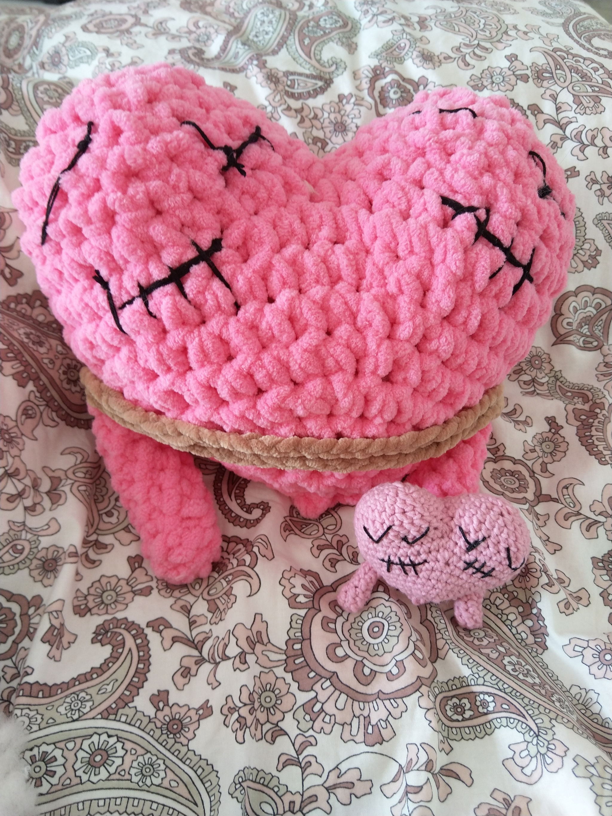 Siamese heart - My, Crochet, Knitted toys, Needlework with process, Longpost