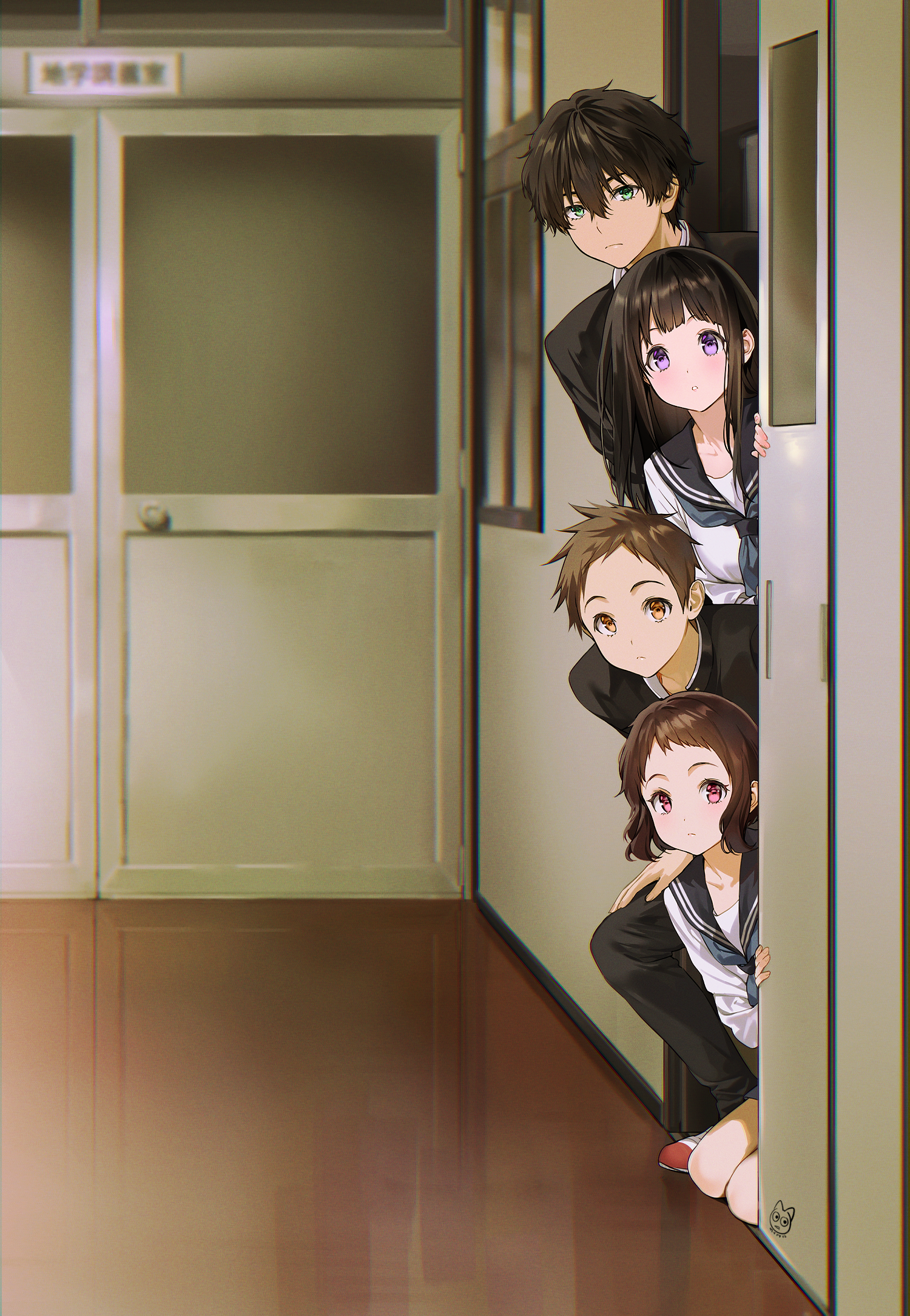 Hyouka - Anime, Hyouka, Houtarou Oreki, Eru Chitanda, Mayaka Ibara, Satoshi Fukube, Anime art, Longpost