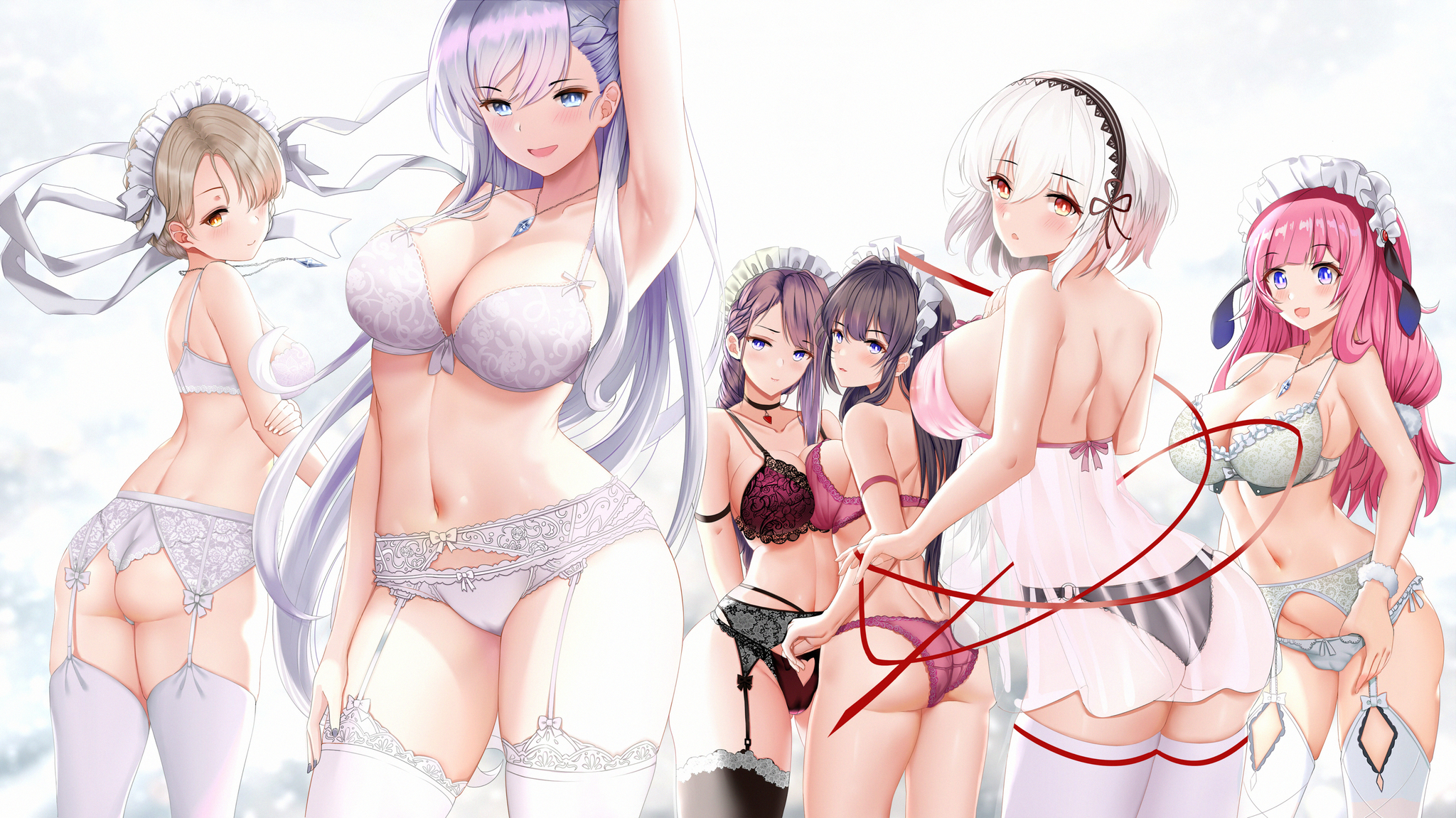 Hot Azur Lane girls - NSFW, Anime, Anime art, Azur lane, Belfast, Sirius, Sheffield, Underwear, Breast, Booty, Pantsu, Stockings