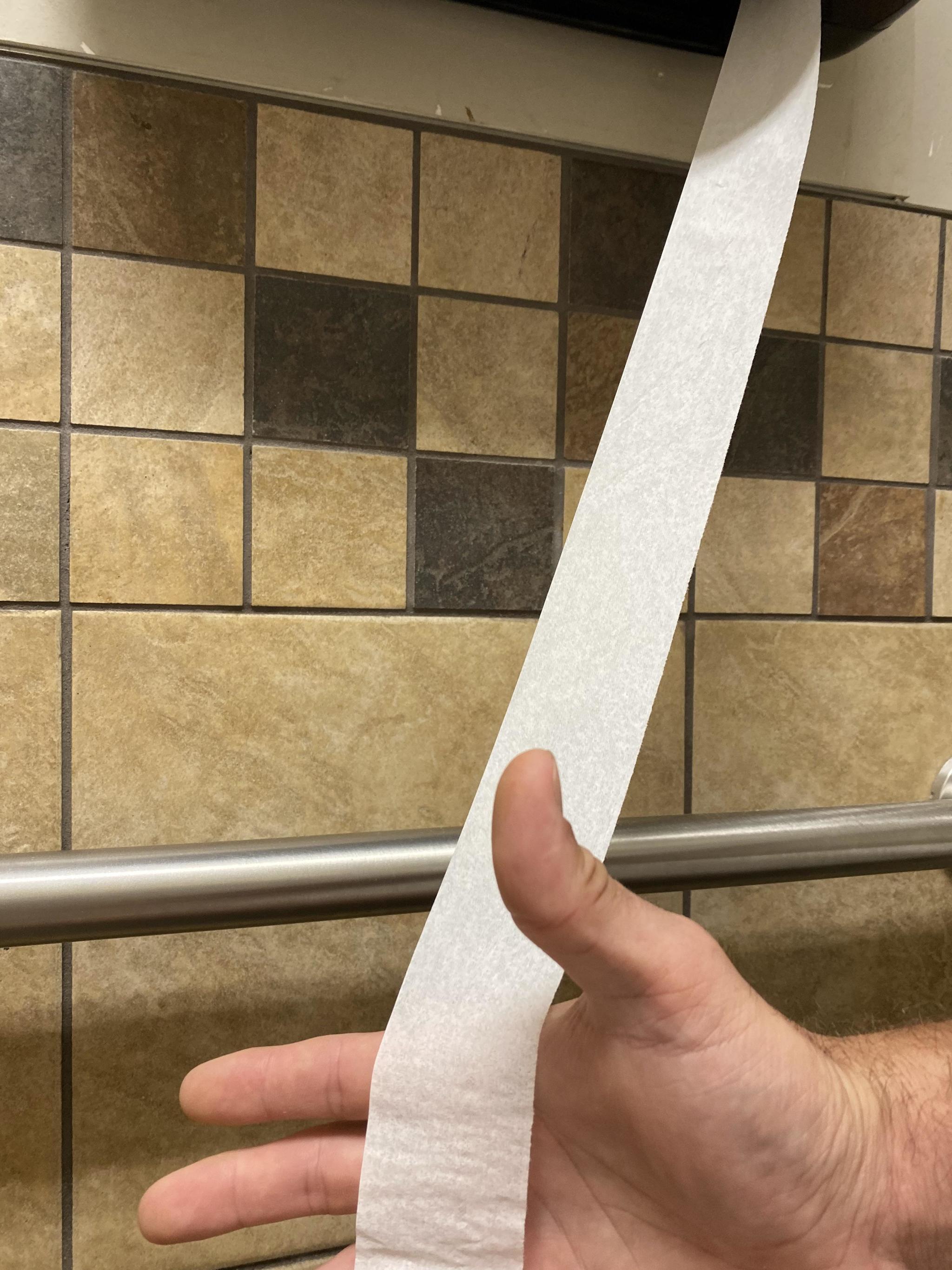 Toilet paper is as wide as an old iPod in one gas station public restroom. - Toilet paper, Small size, Width, The size, Thoughts, The photo, Reasoning, Toilet, Public toilet