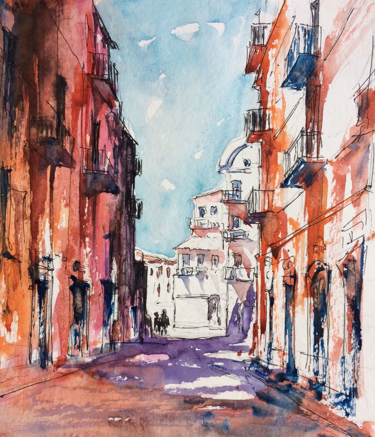 Catalan sketches - My, Watercolor, Sketch, Catalonia, Spain, Landscape, Longpost