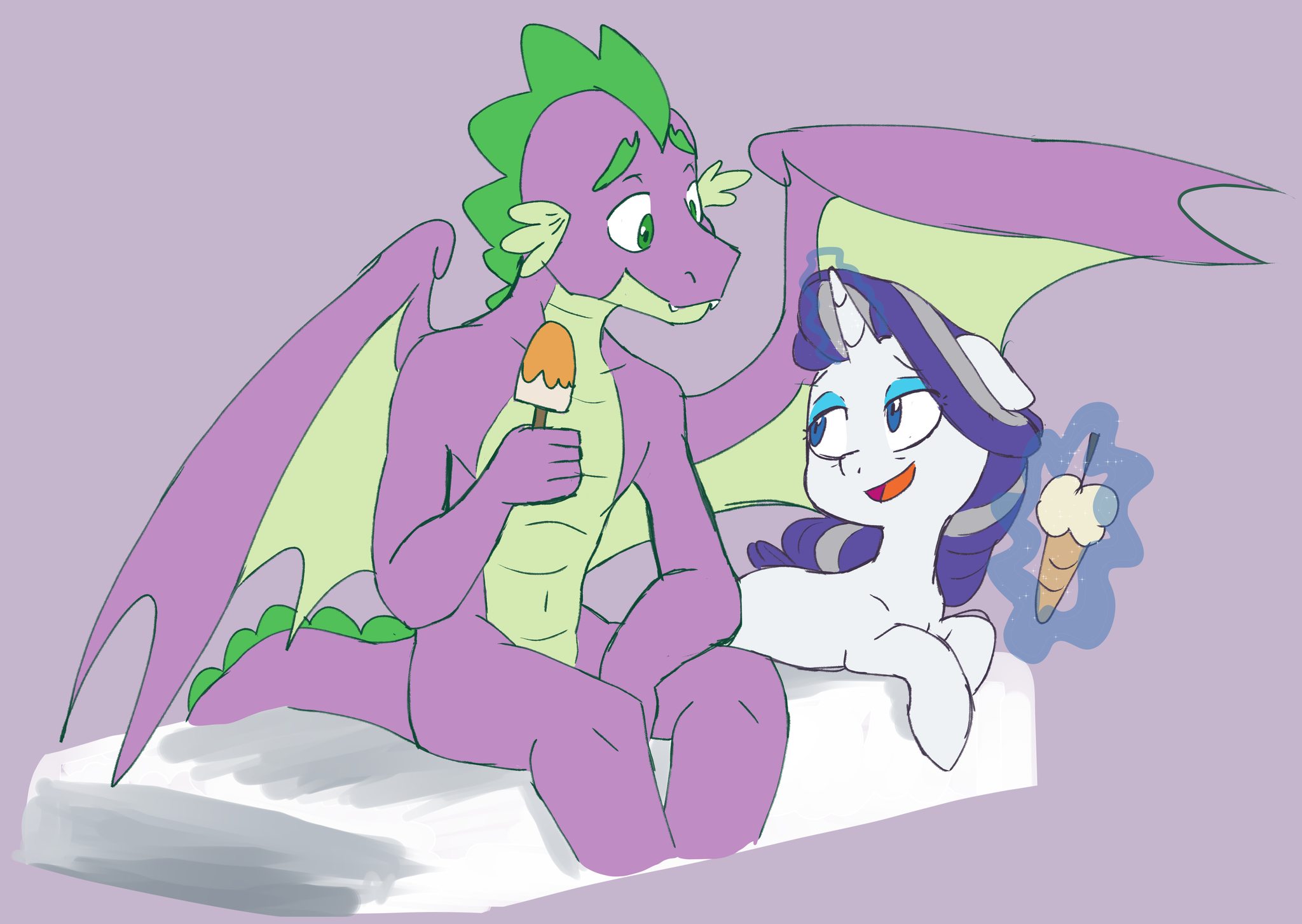 Marshmallow and Spike - My little pony, PonyArt, Rarity, Spike, Doodle-Mark, MLP Season 9