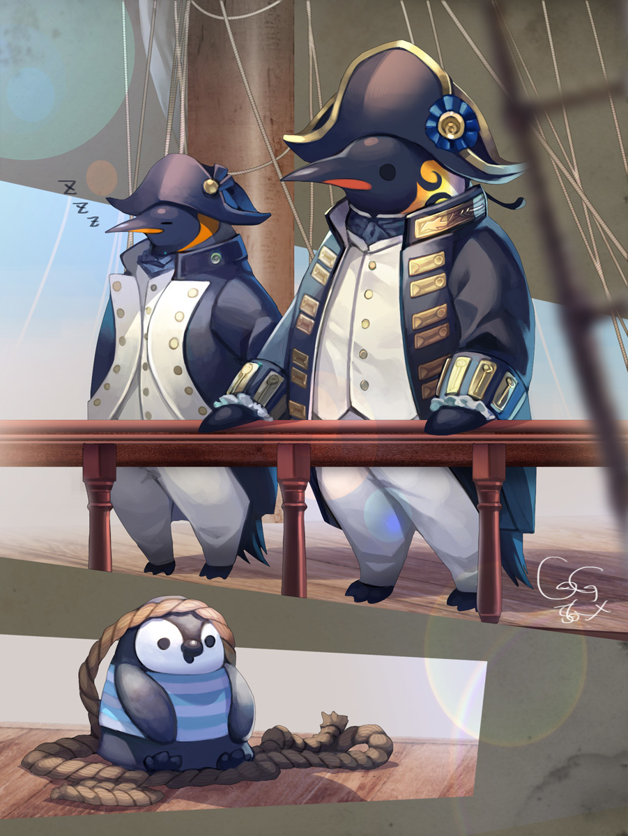 Penguin fleet - Art, Drawing, Penguins, Fleet, Ship