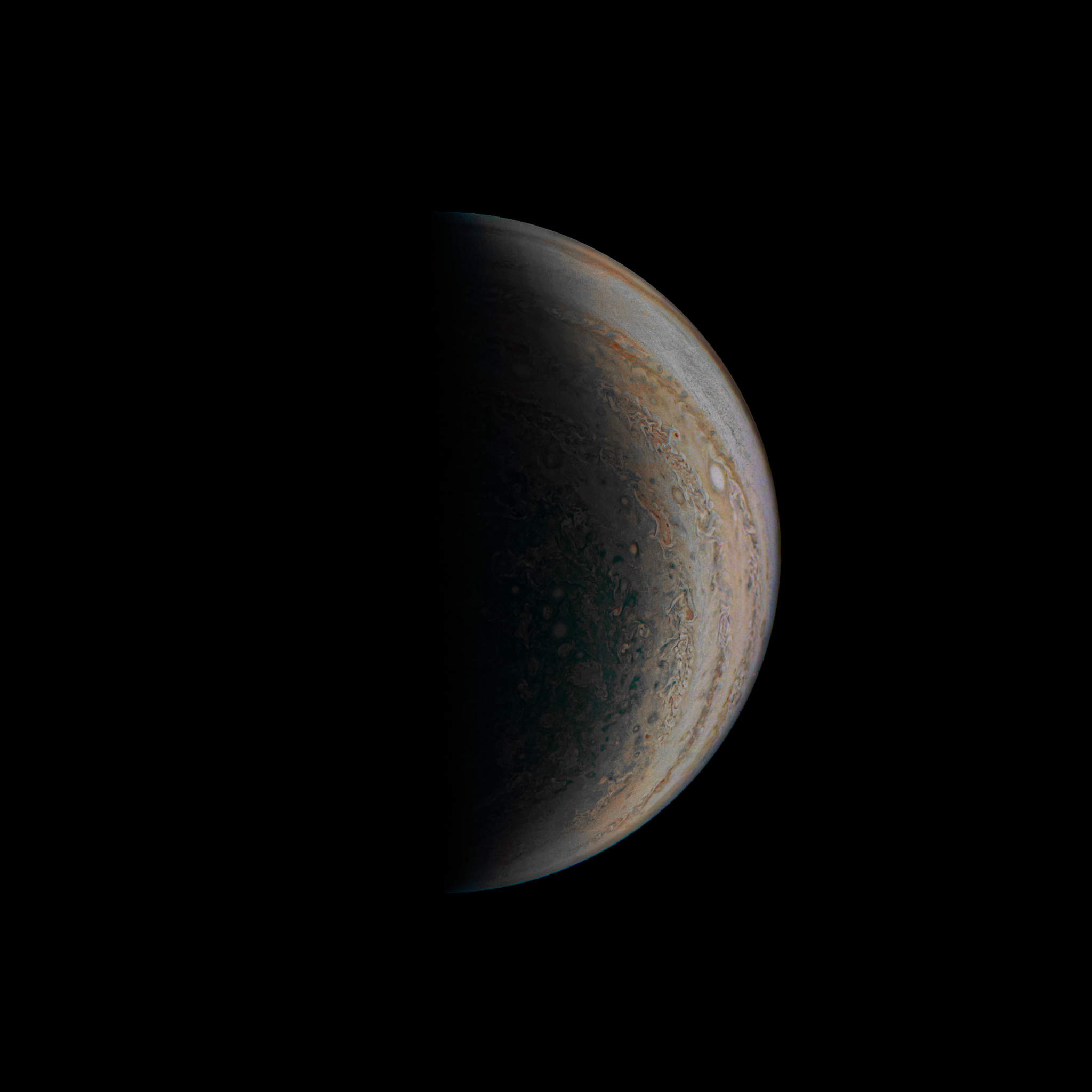 Crescent Moon of Jupiter - My, Space, Jupiter, Juno, NASA, Photo processing