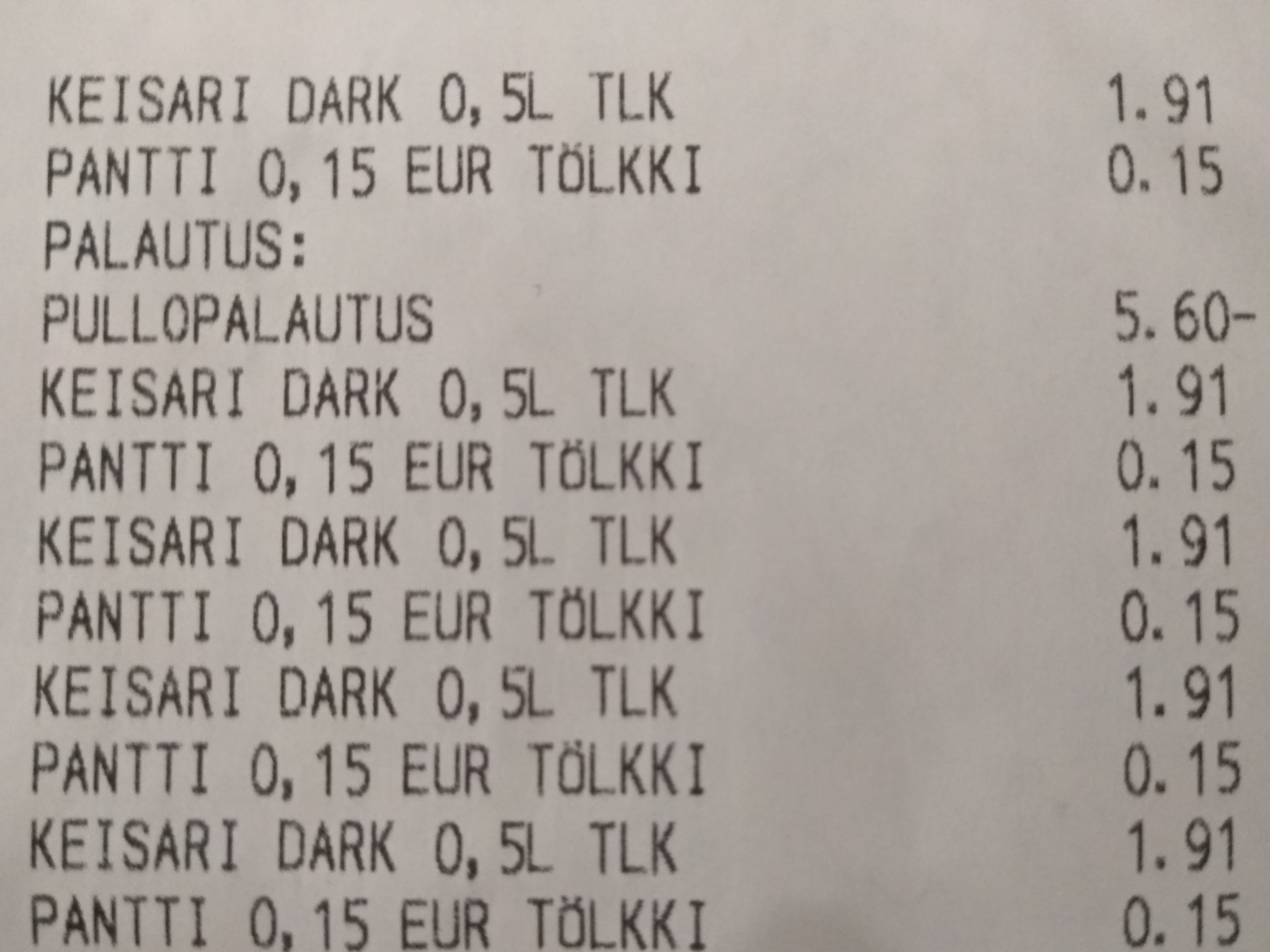 Tricky Finnish mathematics or the value of an empty bottle - My, Finland, Beer, Plastic bottles, Jar, Return, Coin, Receipt, Longpost, Ecology