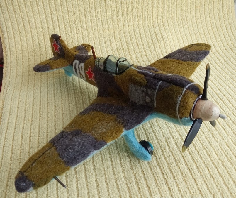 La-5 made of wool - Technics, LA-5, Airplane, Dry felting, Aviation, Modeling, Only old men go to battle, Maestro, Fighter, Longpost, Needlework without process