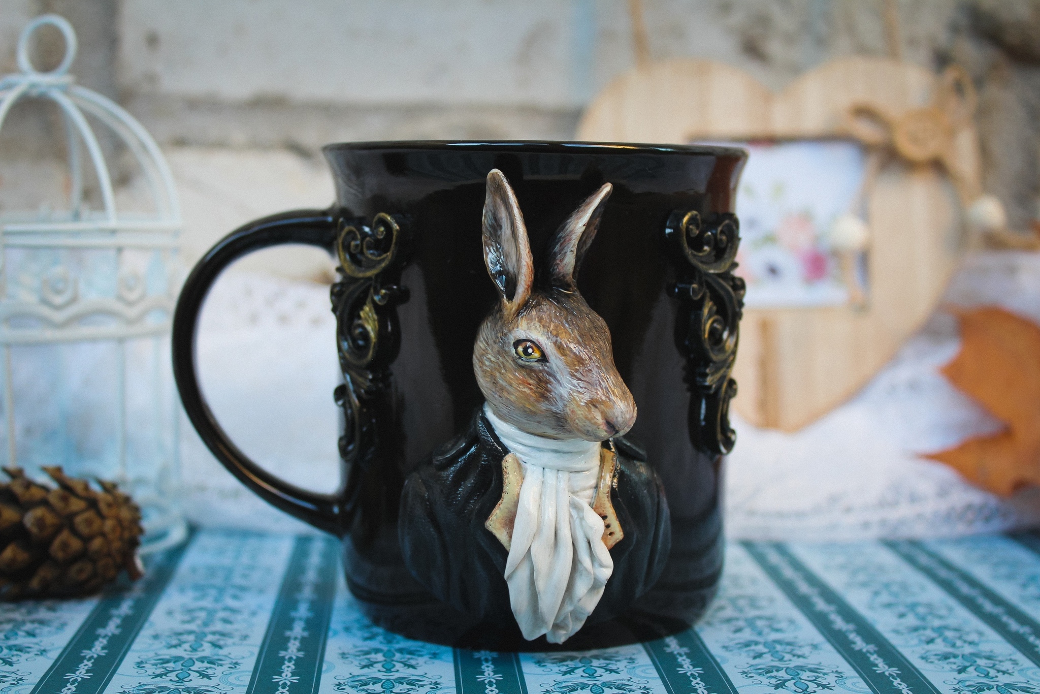 Mug decor. March Hare - My, Polymer clay, Mug with decor, Souvenirs, Longpost, March Hare, Needlework without process