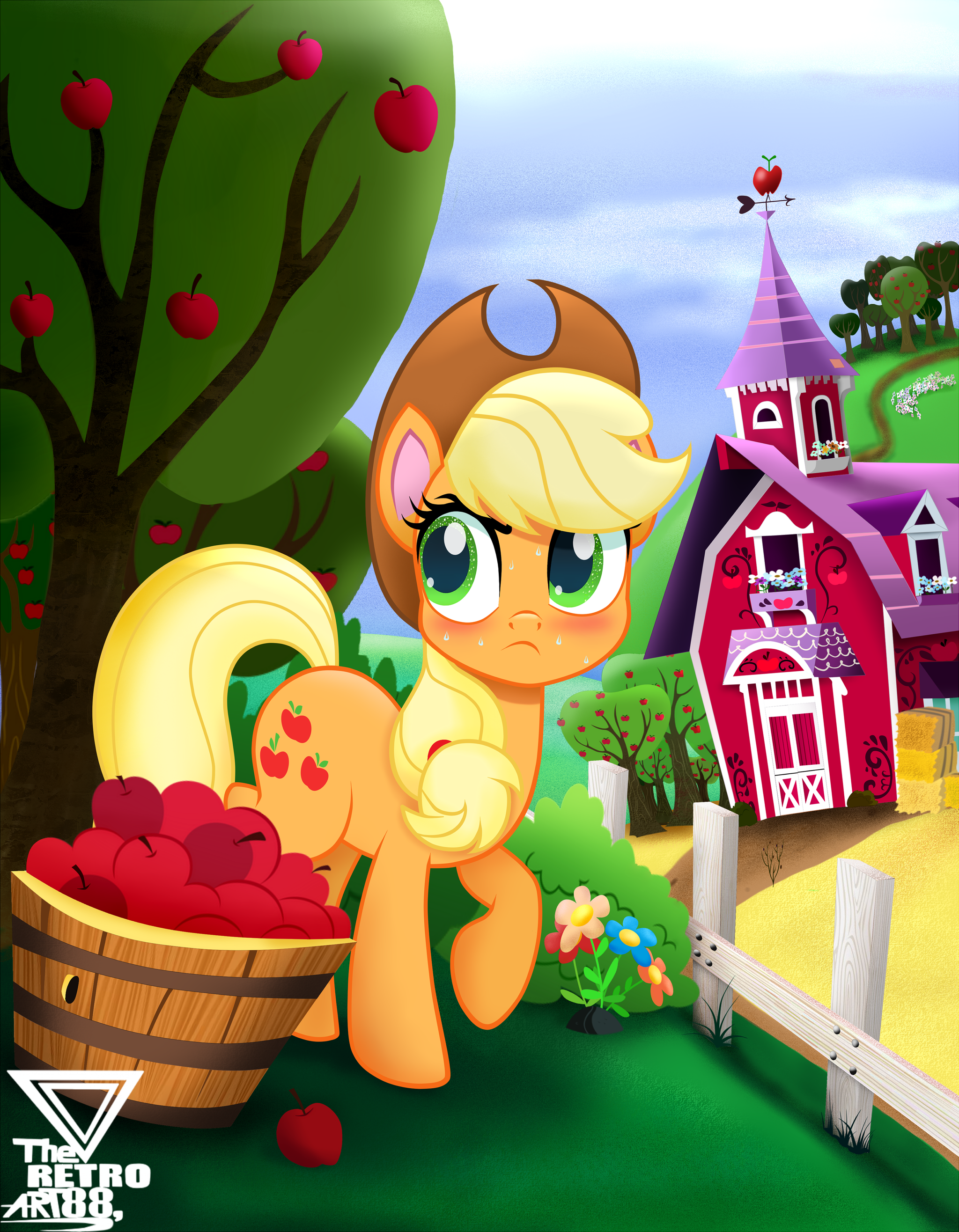 Фермерша - My Little Pony, PonyArt, Applejack, Big Macintosh, Applebloom, Theretroart88, Длиннопост