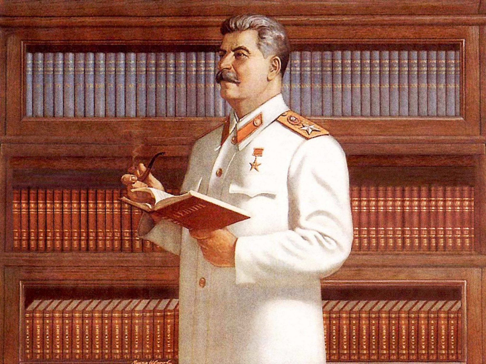 Stalin - portrait of the leader against the background of the library - My, Cat_cat, Story, Stalin, Books, Longpost