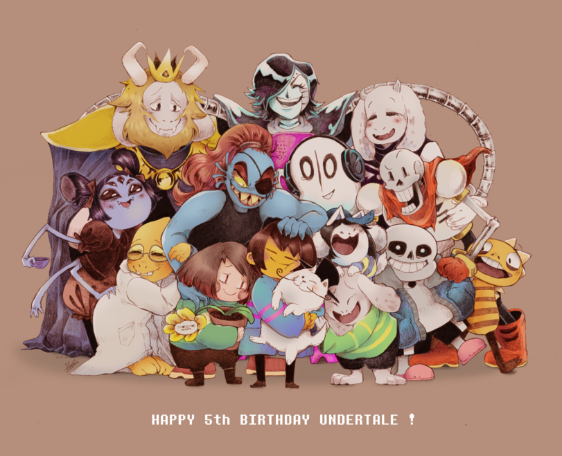 A collection of art in honor of the game's fifth anniversary - Undertale, Alltogether, Art, Games, Anniversary, Longpost