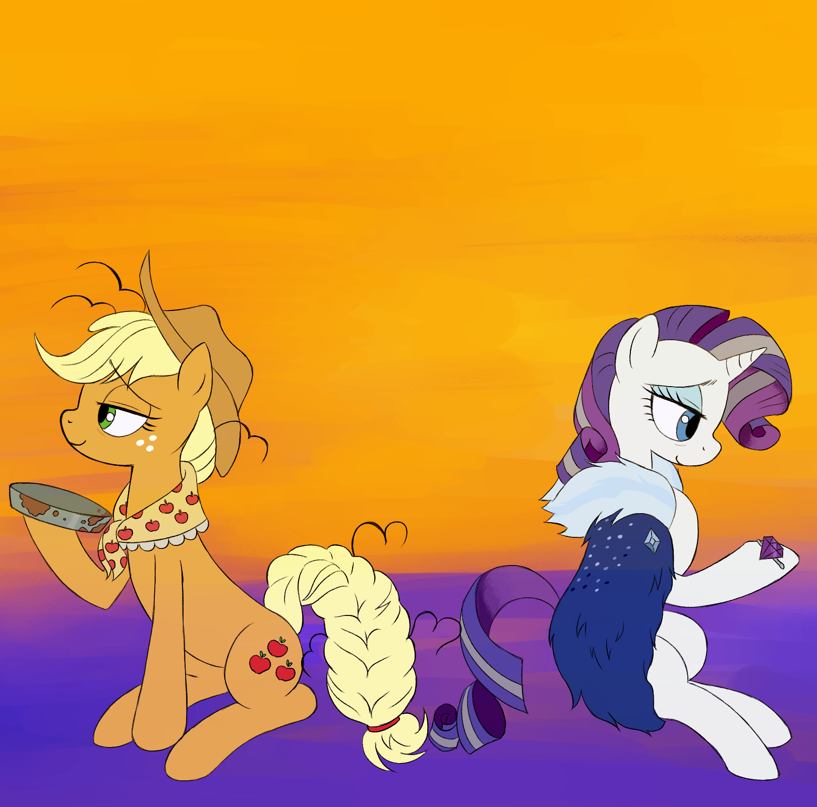 Zhoka and Marshmallow - My little pony, PonyArt, Applejack, Rarity, MLP Lesbian, Shipping, Haibaratomoe, MLP Season 9