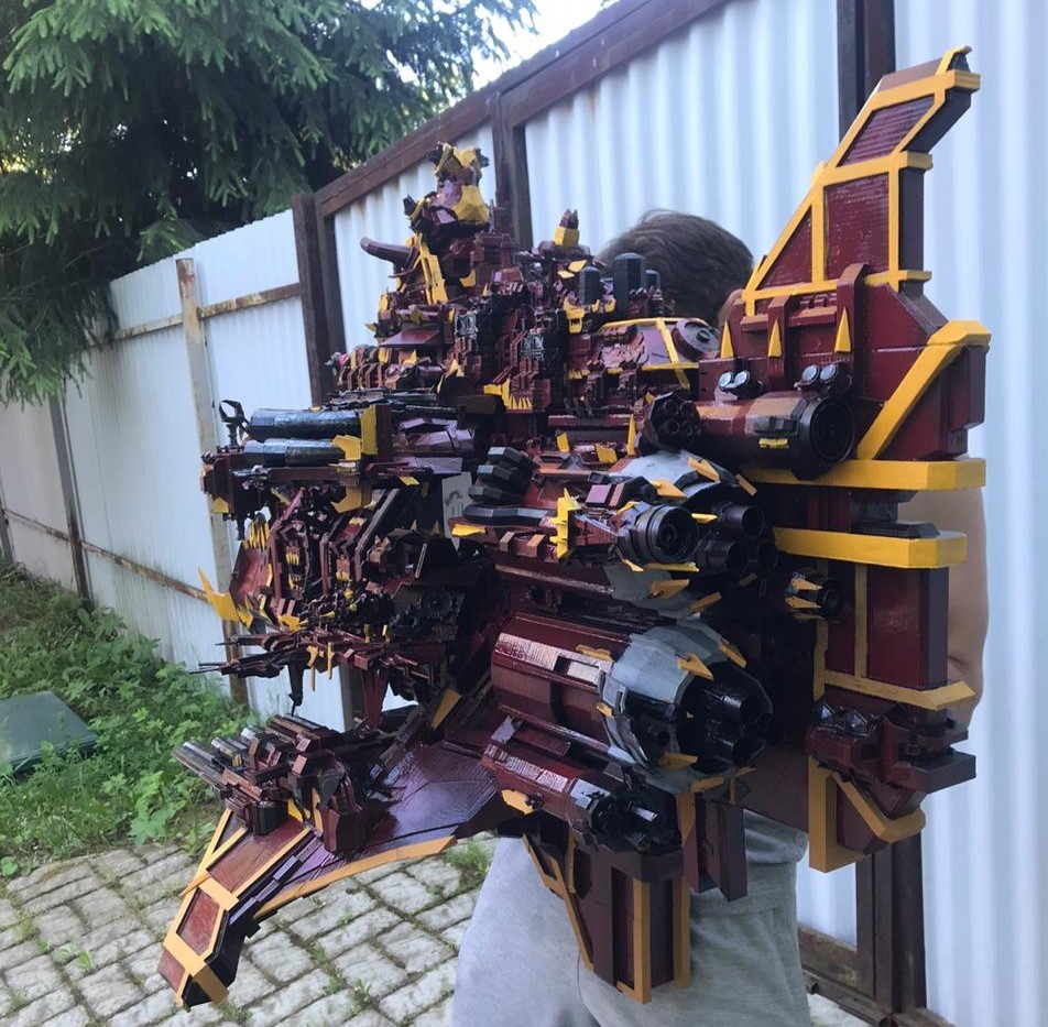 A huge orc ship from the Warhammer 40,000 universe - My, Warhammer 40k, 3D modeling, Miniature, Orcs, Painting miniatures, Hobby, Collecting, Longpost