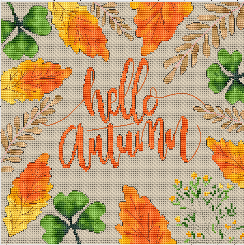 Hello Autumn. Scheme - My, Embroidery, Needlework without process, Autumn, Longpost, Scheme