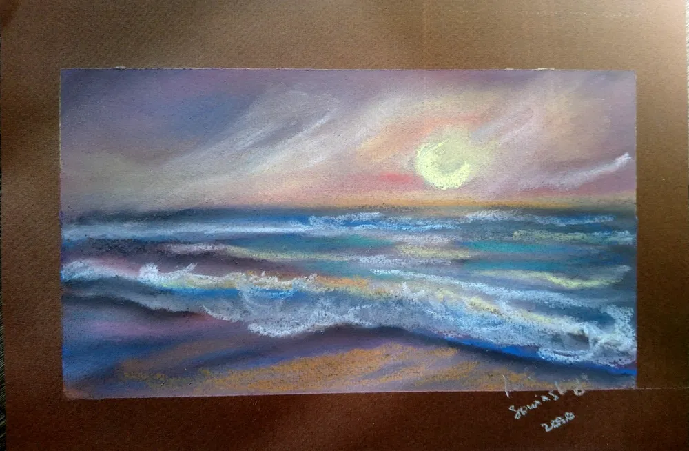 Introducing dry pastels - My, Dry pastel, Sea, Moryushko, Drawing