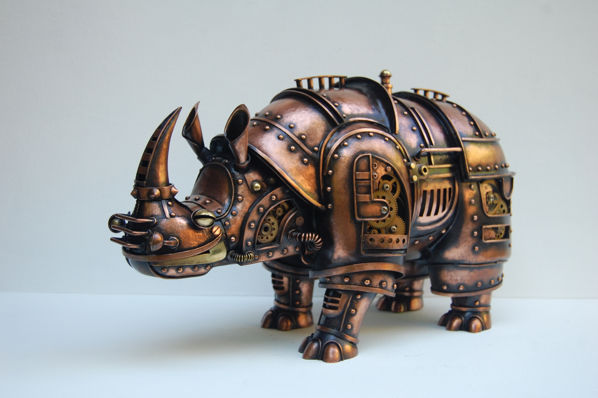 Steampunk rhinoceros - My, Rhinoceros, Needlework, Longpost, Steampunk, Sculpture, Needlework without process