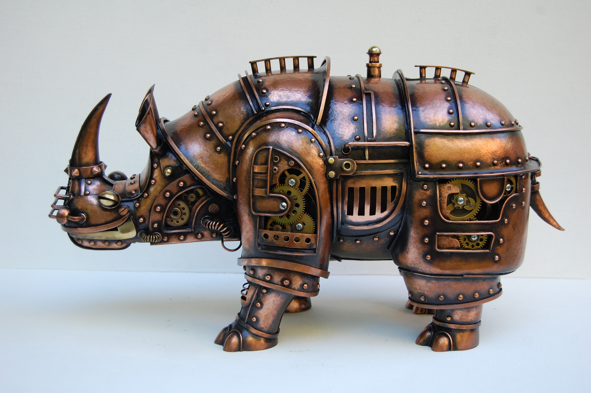 Steampunk rhinoceros - My, Rhinoceros, Needlework, Longpost, Steampunk, Sculpture, Needlework without process