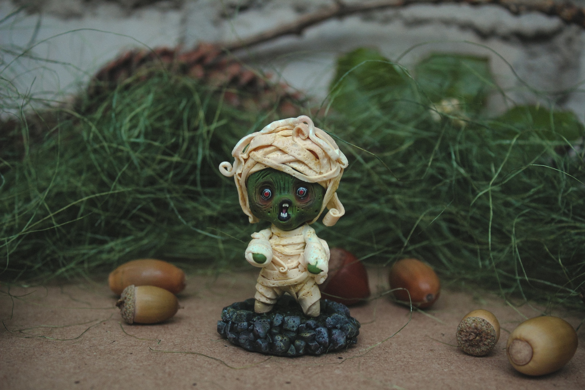 Zombie. Mini figurine. Miniature made of polymer clay - My, Polymer clay, Zombie, Handmade, Video, Needlework with process, With your own hands, Needlework, Longpost