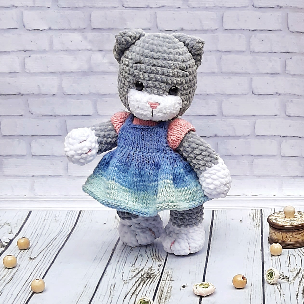 Kitty - My, Knitting, Crochet, Knitted toys, Amigurumi, Needlework without process, cat, Needlework, With your own hands, Longpost