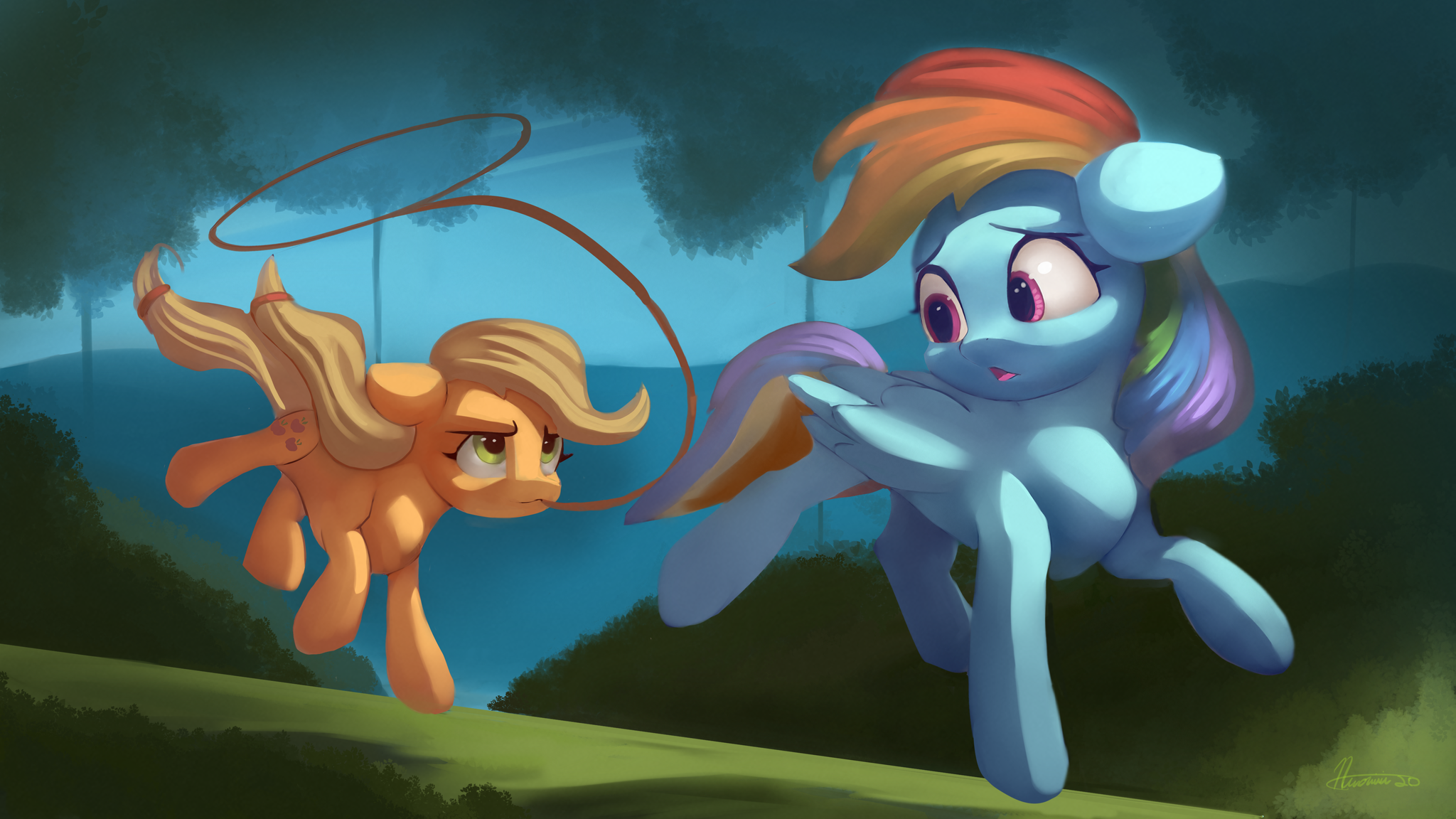 Fall Weather friends - My Little Pony, PonyArt, Applejack, Rainbow Dash, Auroriia