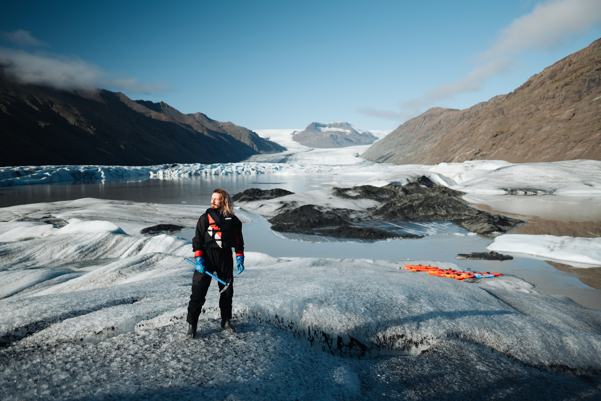 Small icebreakers in the lagoon of the Heinabergson glacier - My, Iceland, Travels, Kayak, Iceberg, glacial lake, Lagoon, Longpost