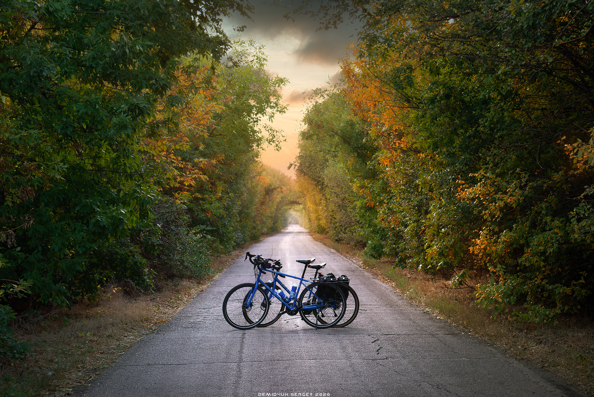 Riding together with your wife through the autumn tunnels is a special pleasure)) - My, The photo, Landscape, Autumn, Tunnel, Color, A bike, Atmosphere, Road