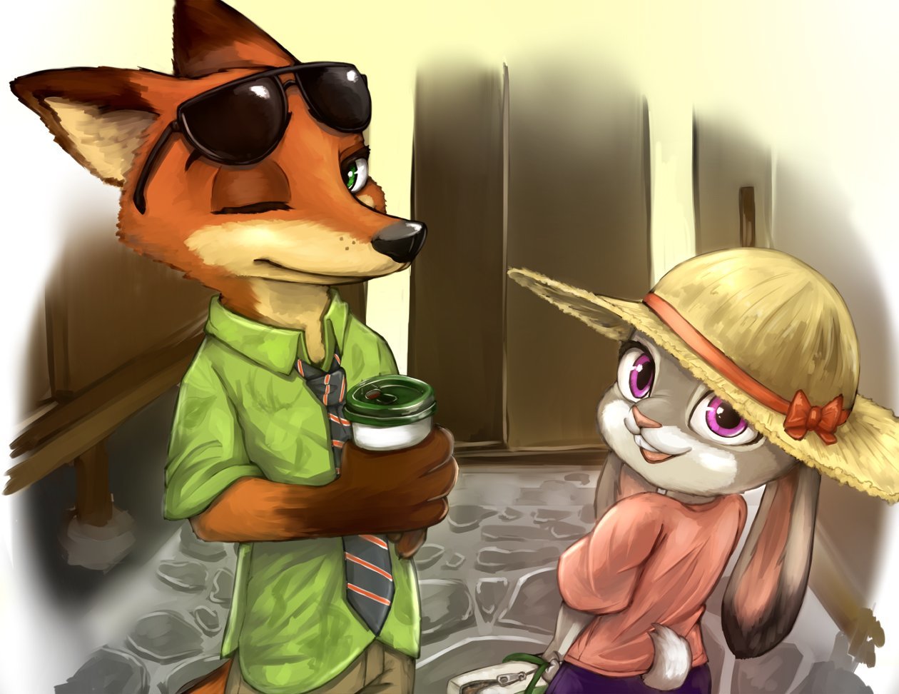 Ник и Джуди - Зверополис, Ник и джуди, Nick Wilde, Judy Hopps, Арт