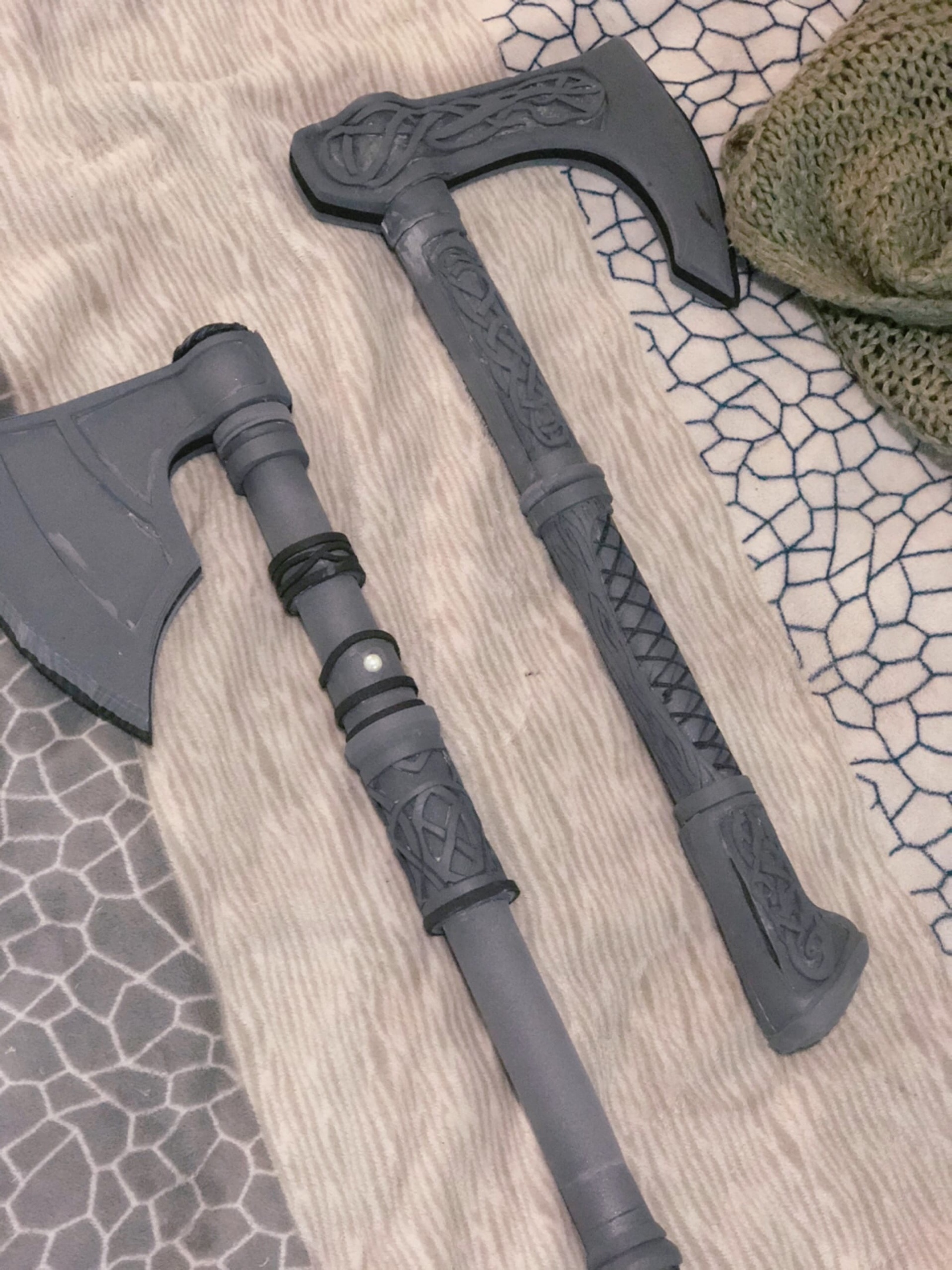 MegalcarmenEivor's Weapons (Assassins Creed Valhalla) - My, Craft, Cosplay, Assassins creed, Weapon, Friday tag is mine, With your own hands, Викинги, Axe, Longpost, Needlework without process