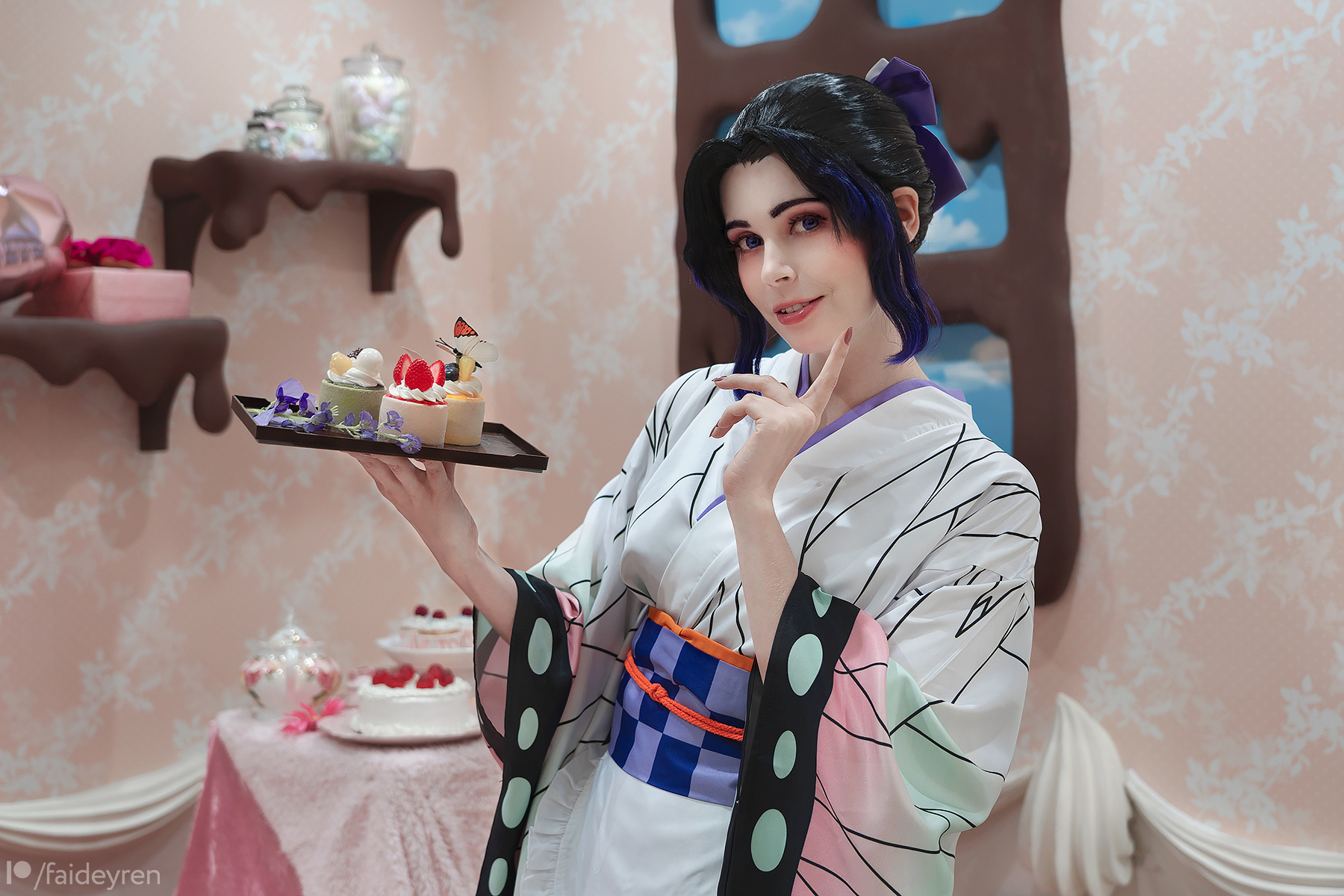 Cosplay at the maid cafe version of Shinobu and about the experience of renting a cosplay sharing studio - My, Faid Eyren, Cosplay, Kimetsu no yaiba, Kochou shinobu, Life stories, Video, Longpost