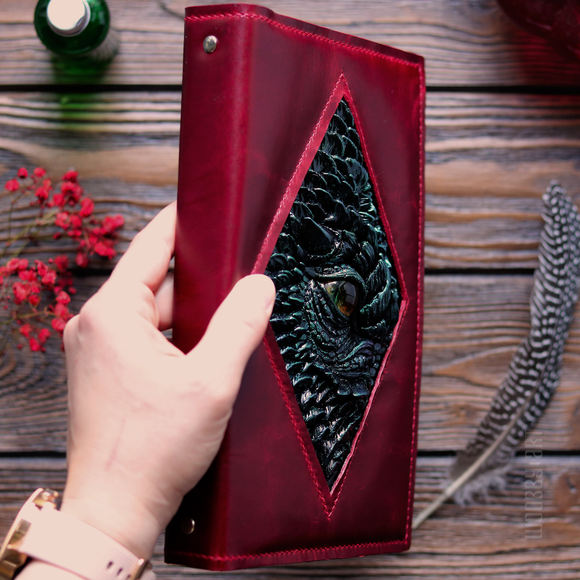 Notebook organizer Dragon Antharas - My, Notebook, Leather products, Leather craft, Longpost, Needlework without process, Lineage 2