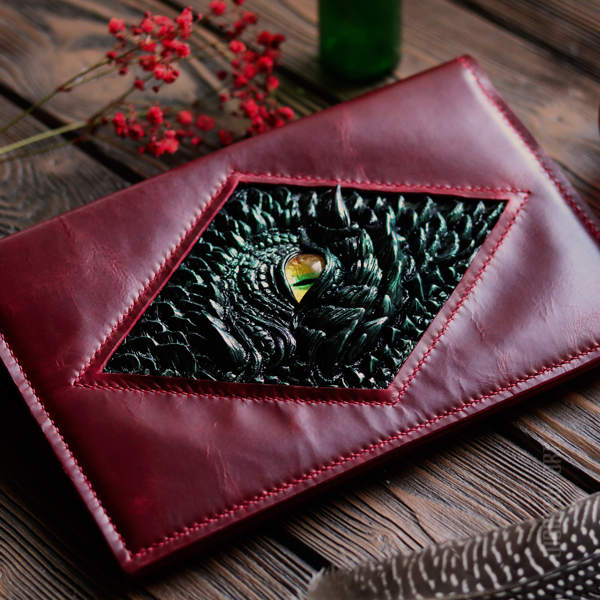 Notebook organizer Dragon Antharas - My, Notebook, Leather products, Leather craft, Longpost, Needlework without process, Lineage 2