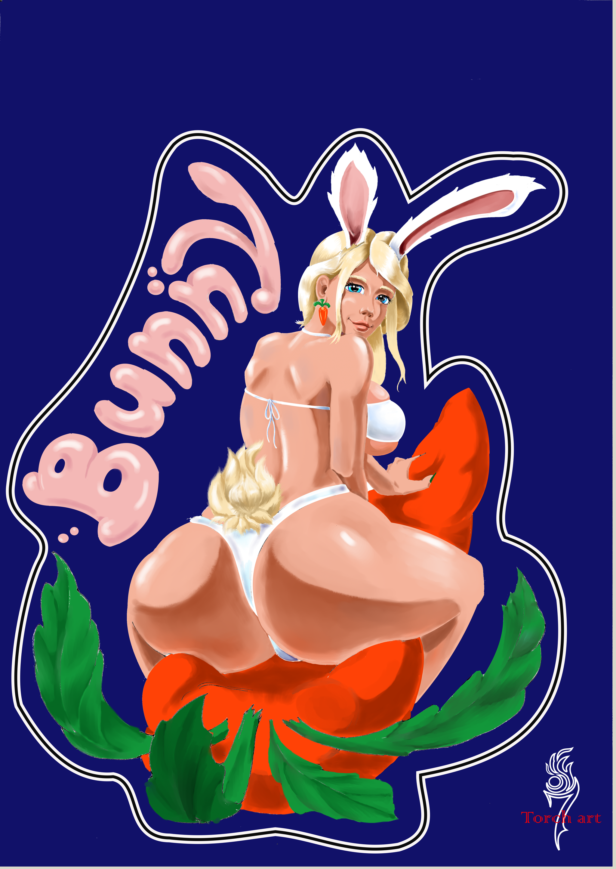 Bunny Girl - NSFW, Моё, Девушки, Заяц, Грудь, Попа, Эротика