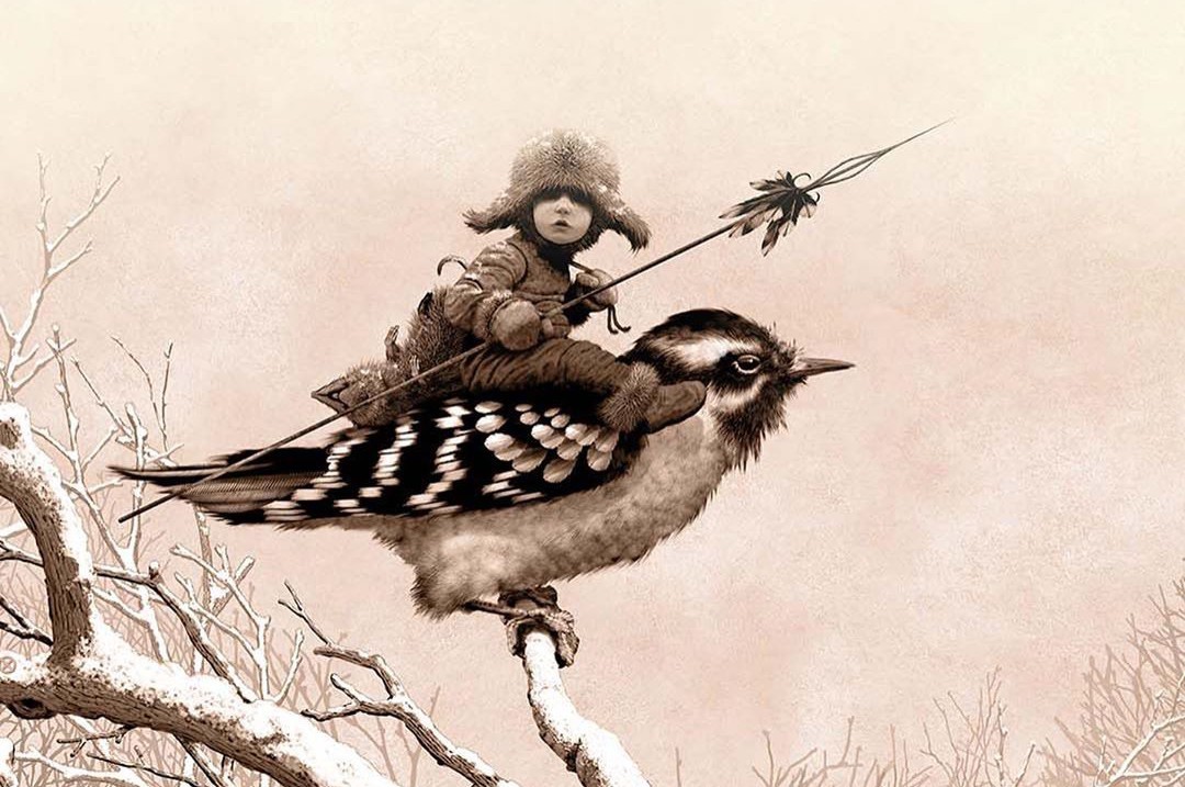 Shrew Hunter - Art, Drawing, Birds, Ed Binkley