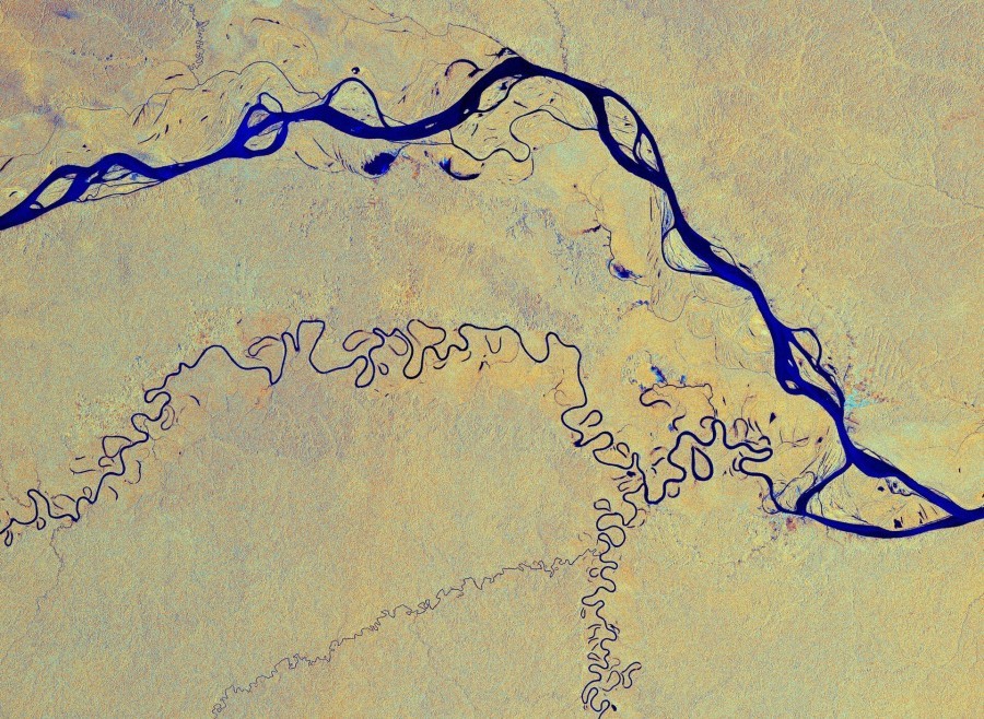 Амазонка глазами Sentinel-1 - Космос, Амазонка, Взгляд, Река, Фрагмент, Картинки, Атлантический океан