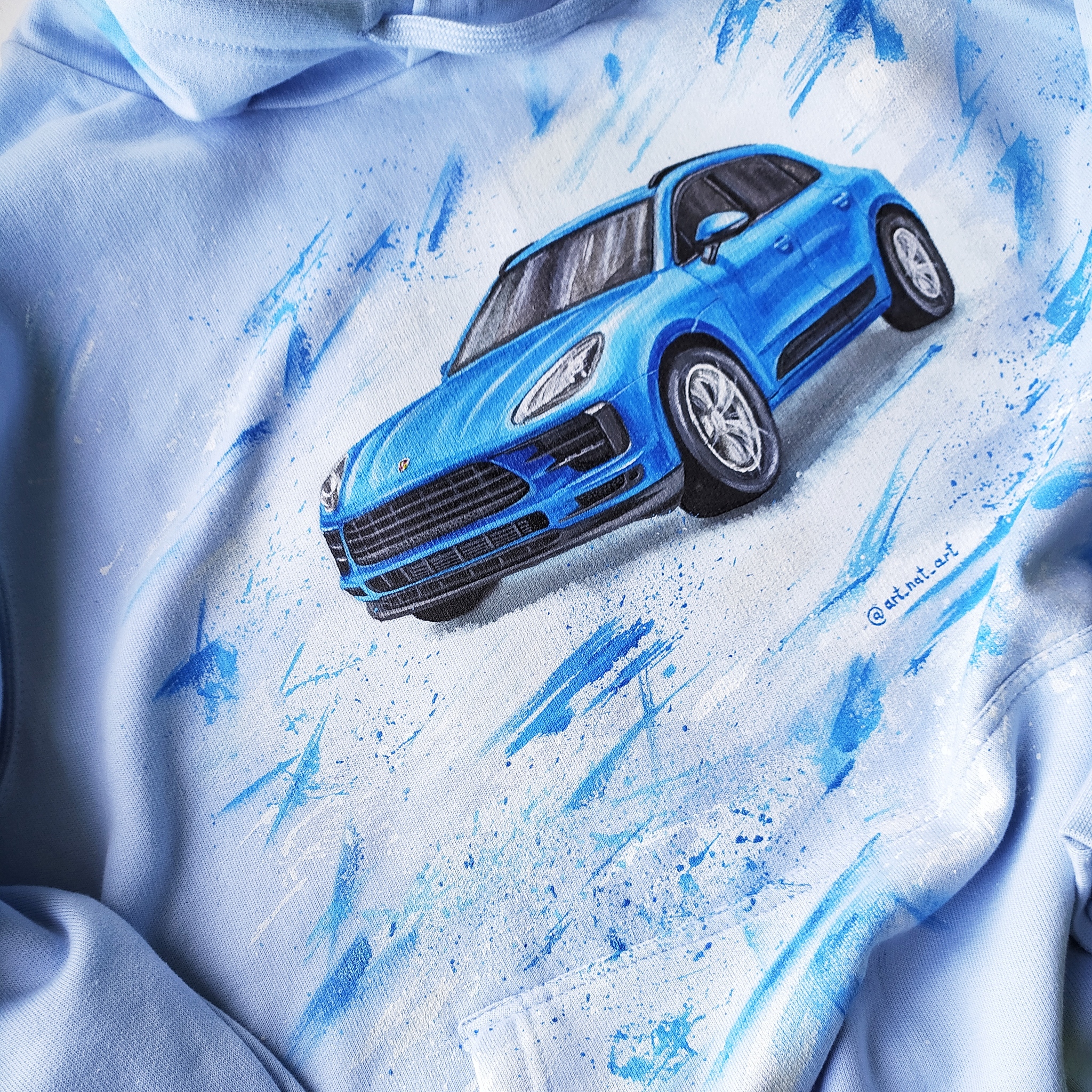 Porsche on a sweatshirt. Hand painted clothes - My, Porsche, Handmade, With your own hands, Auto, Motorists, Painting on fabric, Car, Longpost, Needlework without process