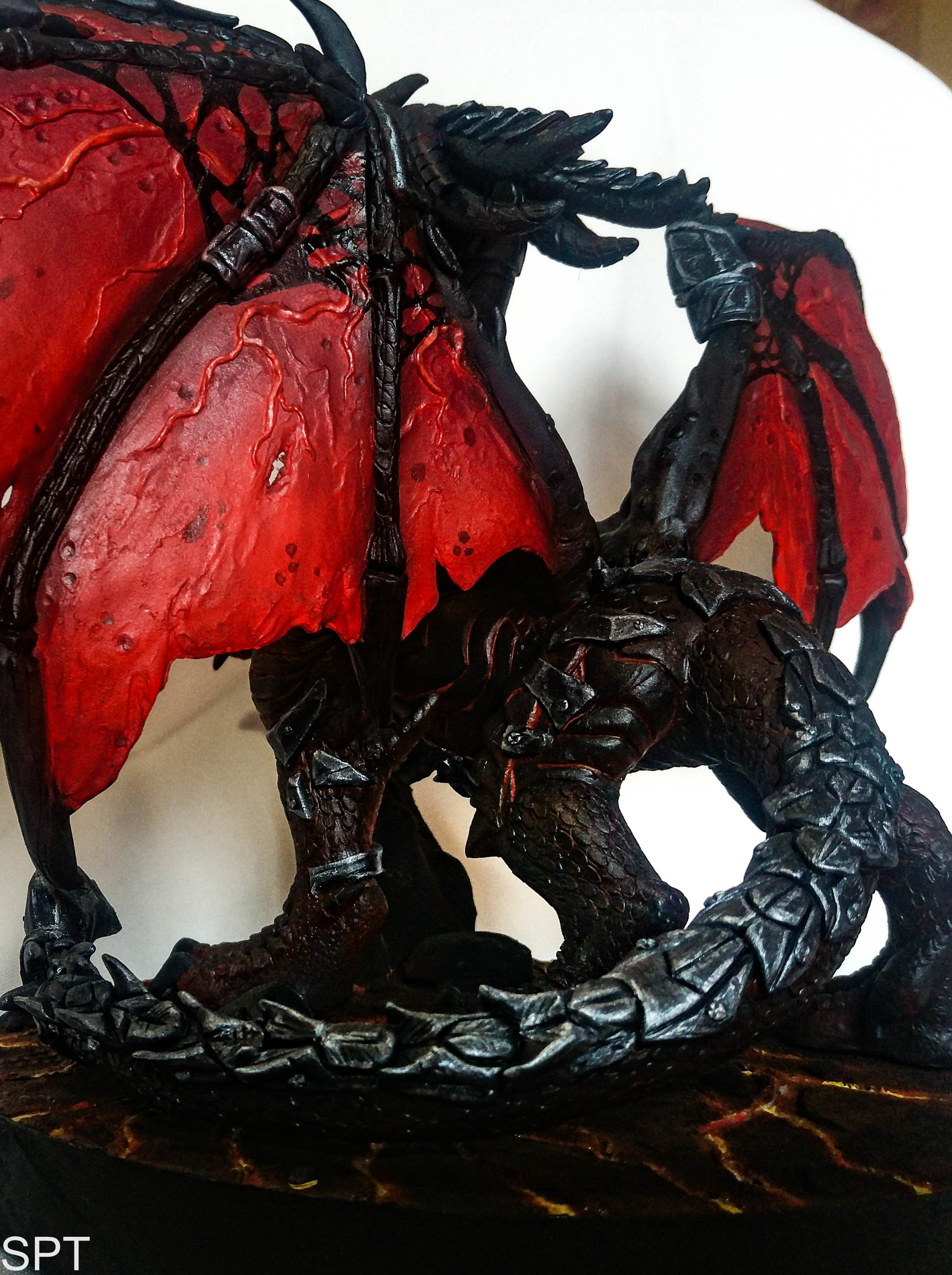 Deathwing based on Warcraft - My, Handmade, World of warcraft, Warcraft, Polymer clay, Velvet plastic, Blizzard, Sculpture, Creation, Longpost, Deathwing