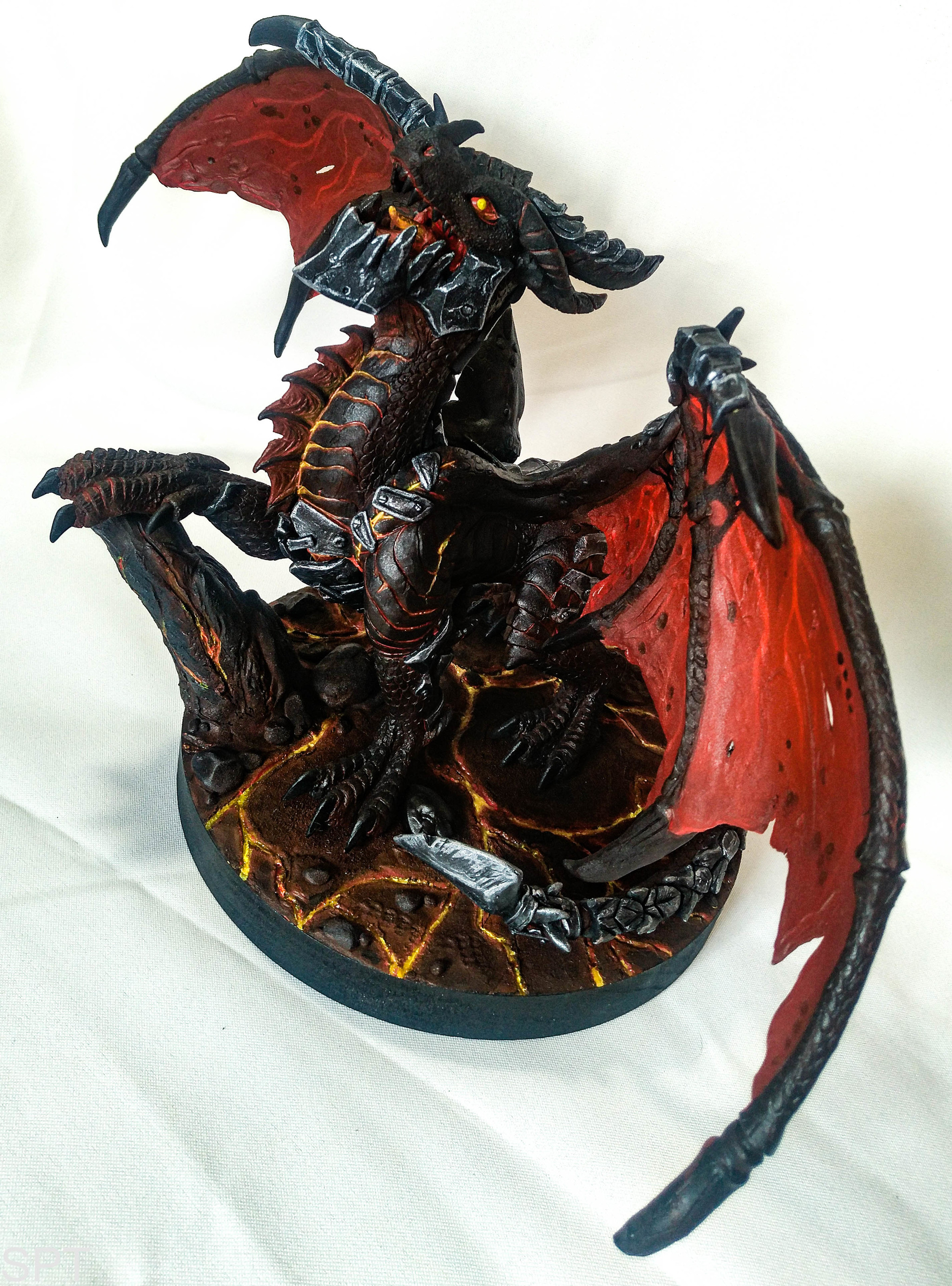 Deathwing based on Warcraft - My, Handmade, World of warcraft, Warcraft, Polymer clay, Velvet plastic, Blizzard, Sculpture, Creation, Longpost, Deathwing