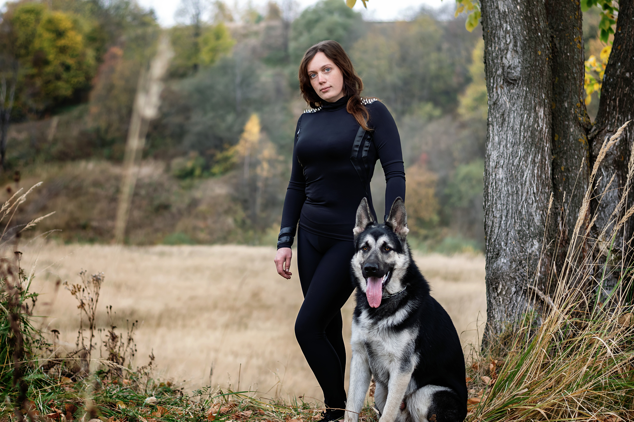 Typhoon and its owner :) - My, PHOTOSESSION, East European Shepherd, Nikon d5300, Pets, Autumn, Longpost, Girls, Dog