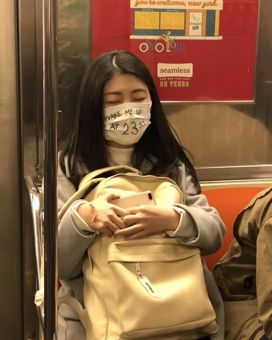 Wake me up at the 23rd Street station - Metro, New York, Asians, Asian, Mask