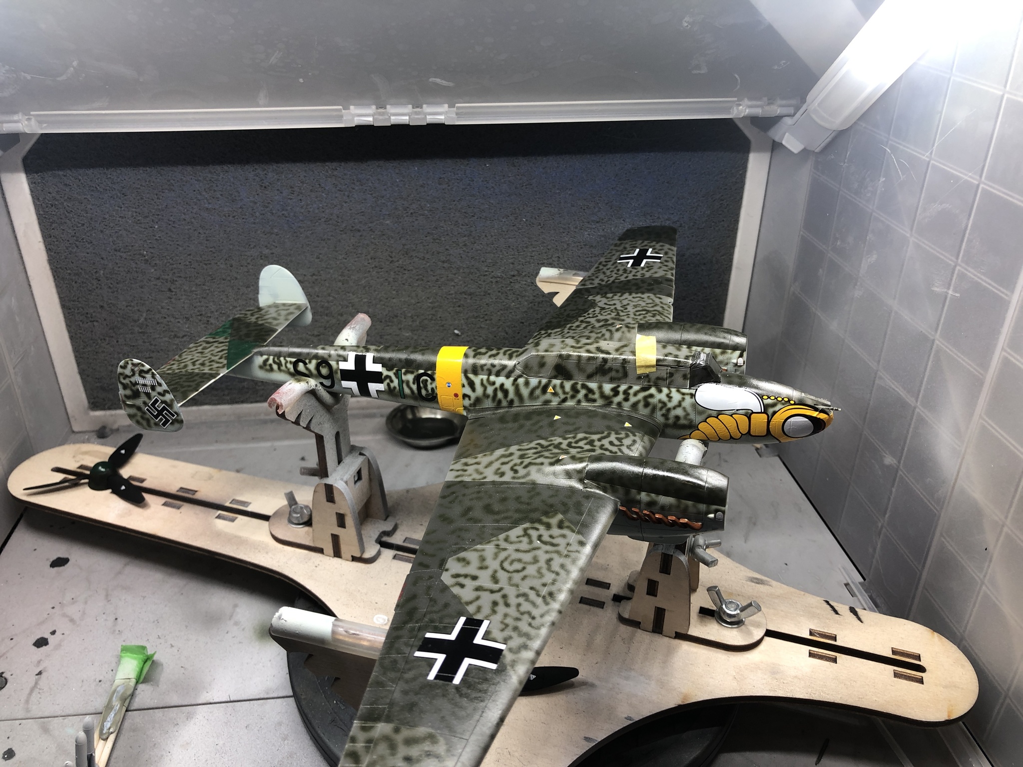 Моя третья модель Eduard BF-110F 1/48 - Моё, Мессершмитт, Самолет, Авиация, Аэрограф, Длиннопост