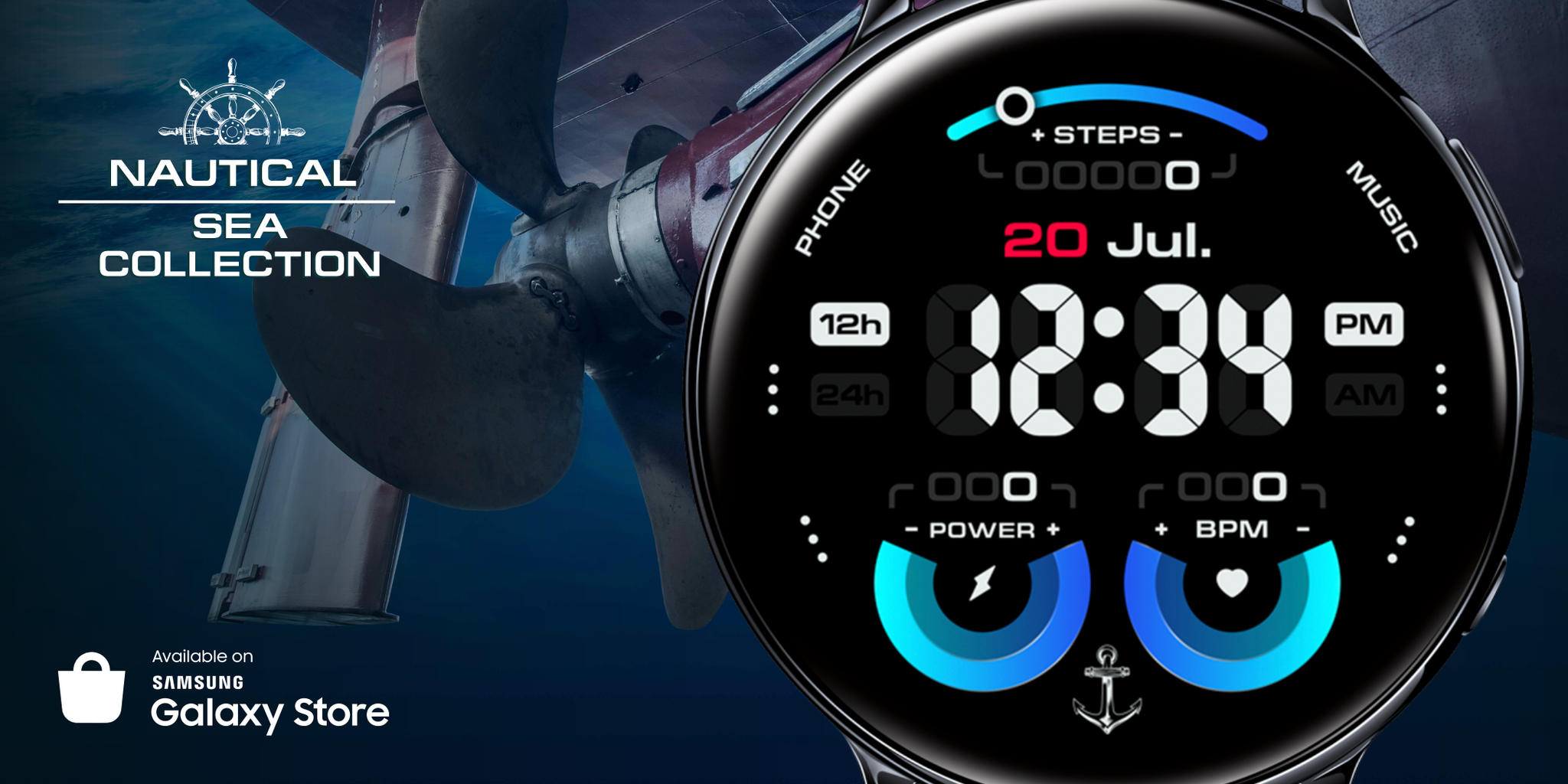 «Nautical-Дизайн циферблата для Samsung Galaxy Watch» - Моё, Халява, Дизайн, Циферблат, Умные часы, Samsung galaxy Watch, Samsung, Samsung Galaxy, Watchface