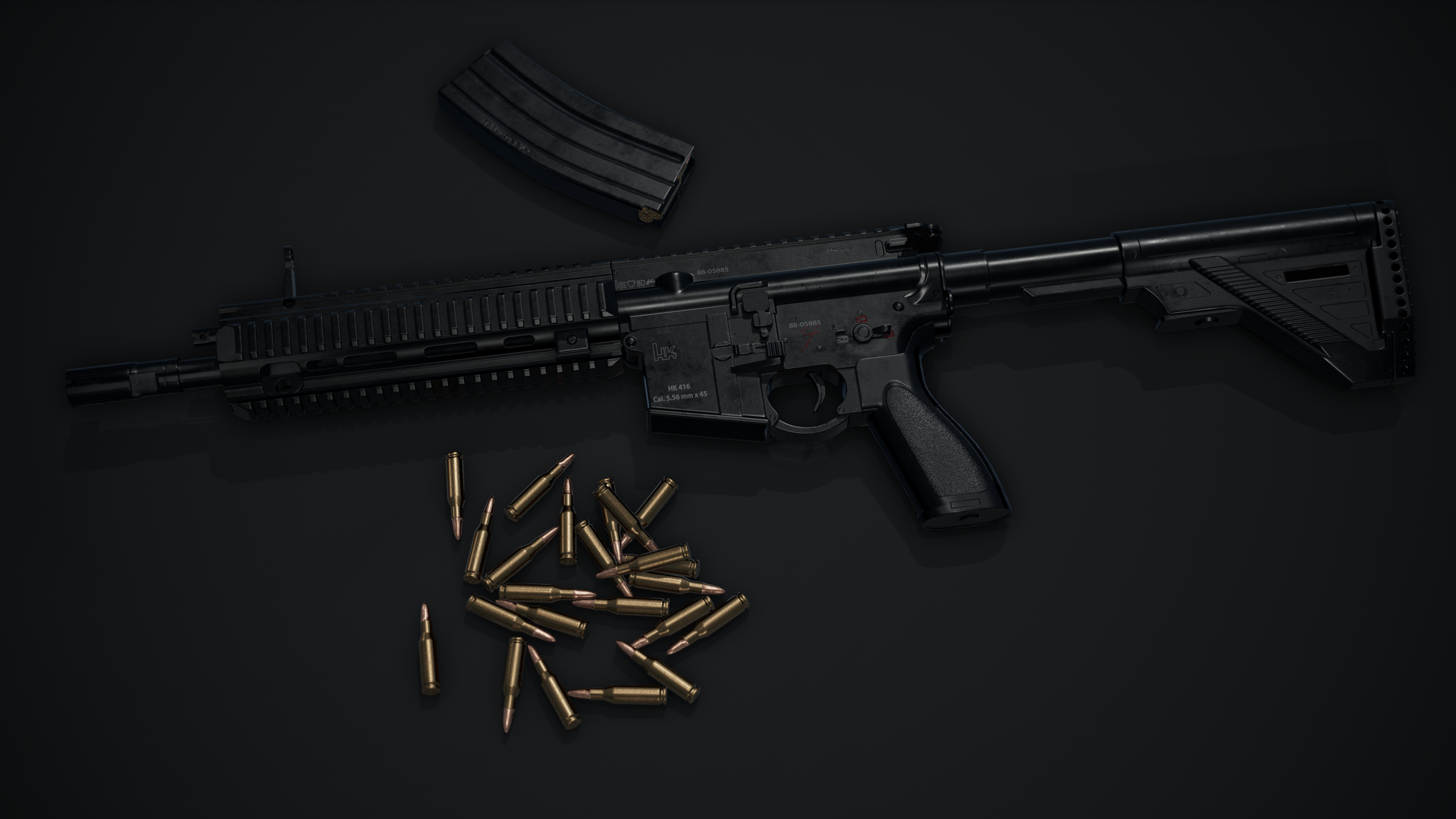 HK 416 - Моё, Blender, Оружие, 3D, Графика, Hk416, Game Art, Пушка, Компьютерная графика, Курсы, Арт, Рендер, Текстуры, Модели, Длиннопост