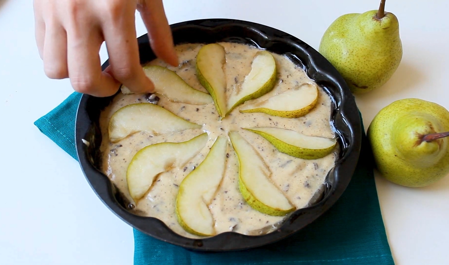 Pear pie with chocolate - My, Pie, Recipe, Video recipe, Video, Longpost, Cooking